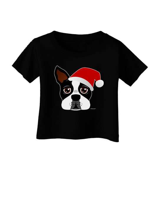 Cute Dog with Santa Hat - Christmas Infant T-Shirt Dark-Infant T-Shirt-TooLoud-Black-06-Months-Davson Sales