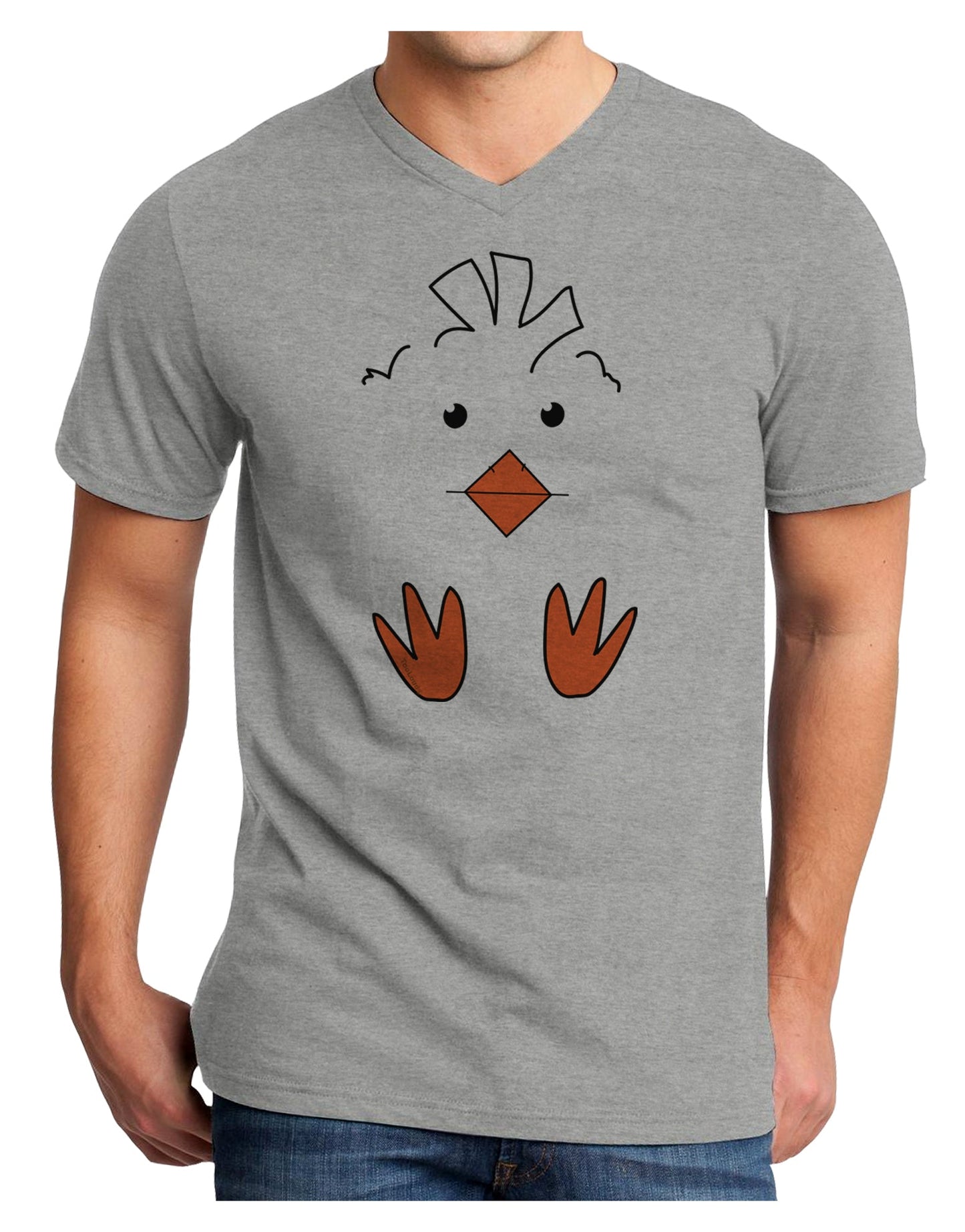 Cute Easter Chick Face Adult V-Neck T-shirt-Mens T-Shirt-TooLoud-HeatherGray-Small-Davson Sales