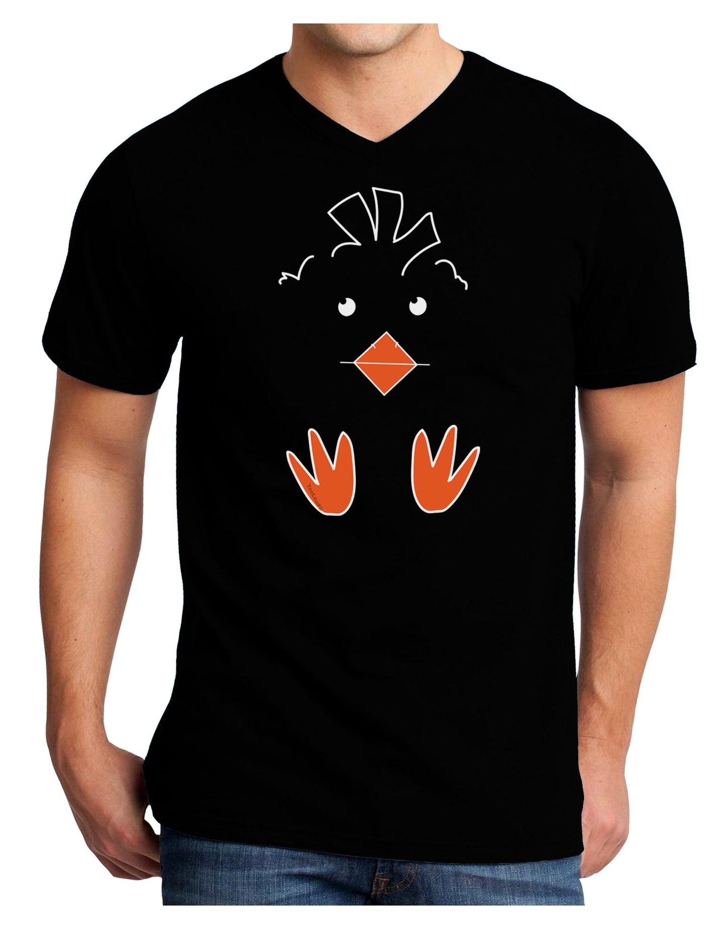Cute Easter Chick Face Adult V-Neck T-shirt-Mens T-Shirt-TooLoud-Black-Small-Davson Sales