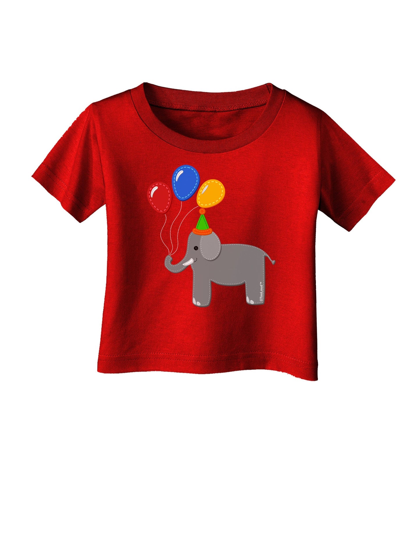 Cute Elephant with Balloons Infant T-Shirt Dark-Infant T-Shirt-TooLoud-Red-06-Months-Davson Sales