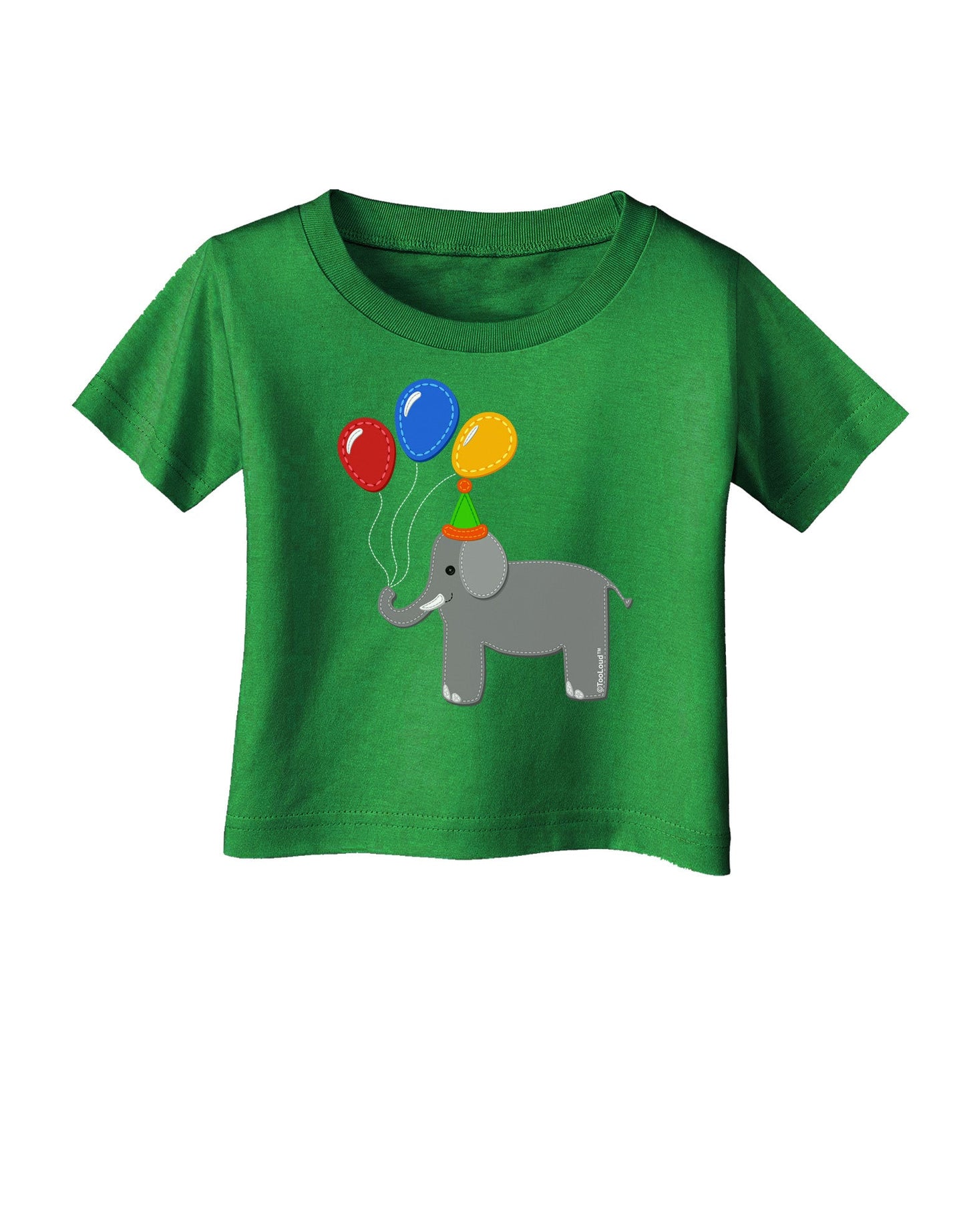 Cute Elephant with Balloons Infant T-Shirt Dark-Infant T-Shirt-TooLoud-Clover-Green-06-Months-Davson Sales