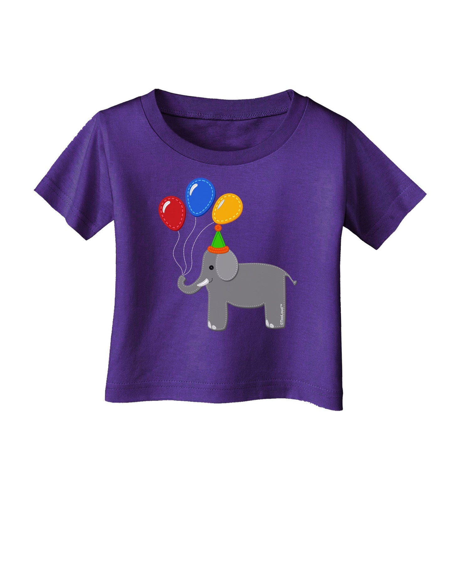 Cute Elephant with Balloons Infant T-Shirt Dark-Infant T-Shirt-TooLoud-Purple-06-Months-Davson Sales