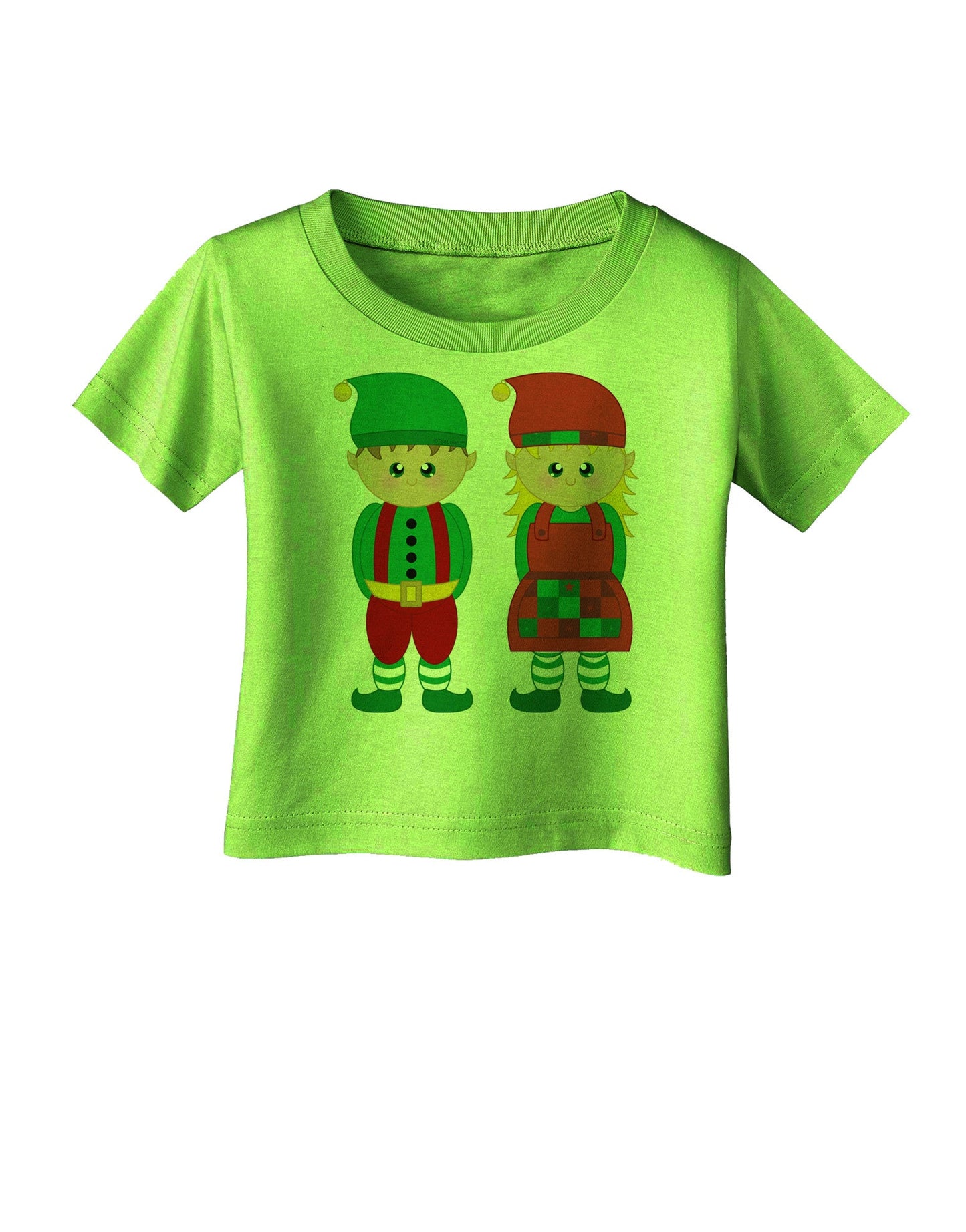 Cute Elf Couple Christmas Infant T-Shirt-Infant T-Shirt-TooLoud-Lime-Green-06-Months-Davson Sales