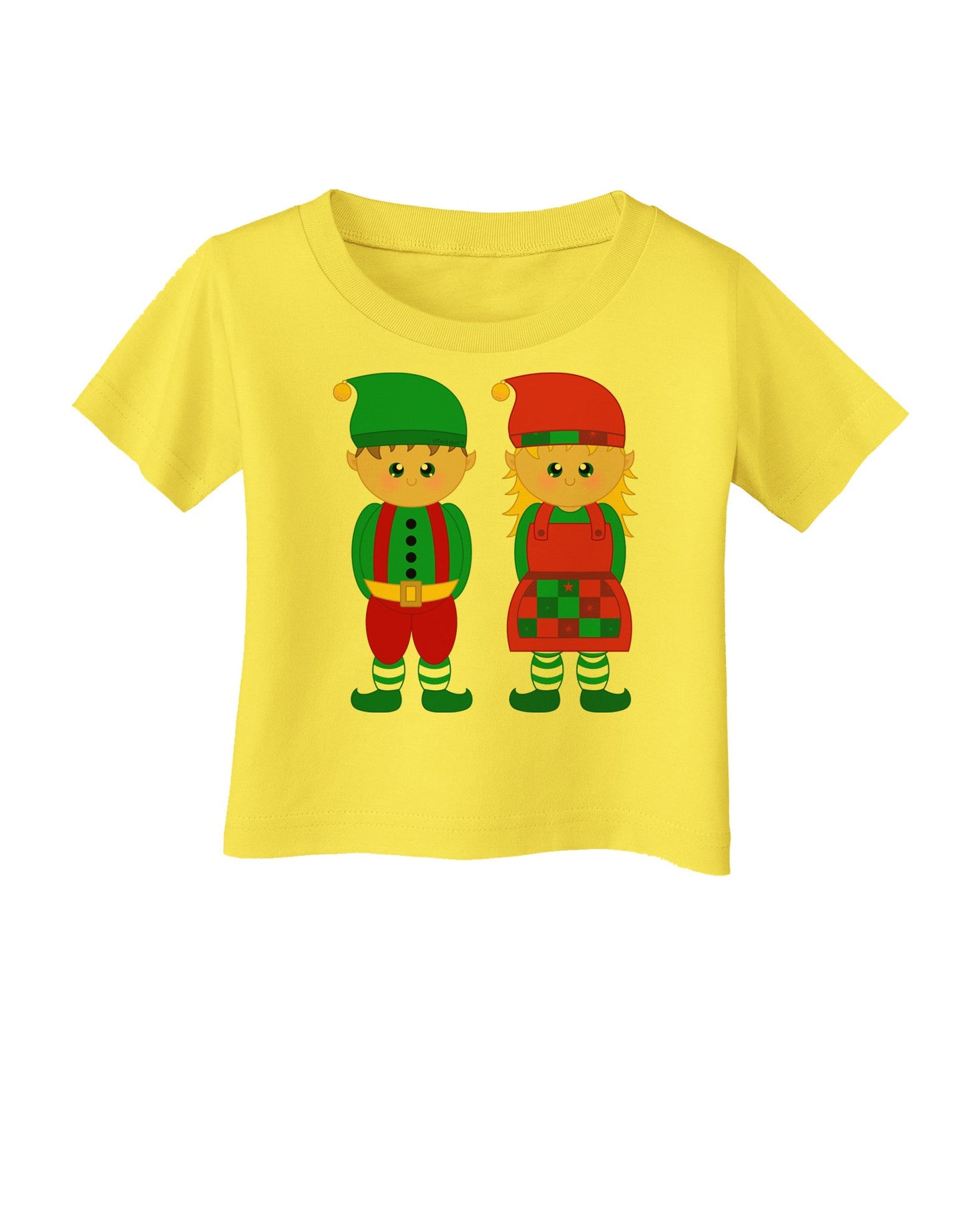 Cute Elf Couple Christmas Infant T-Shirt-Infant T-Shirt-TooLoud-Yellow-06-Months-Davson Sales