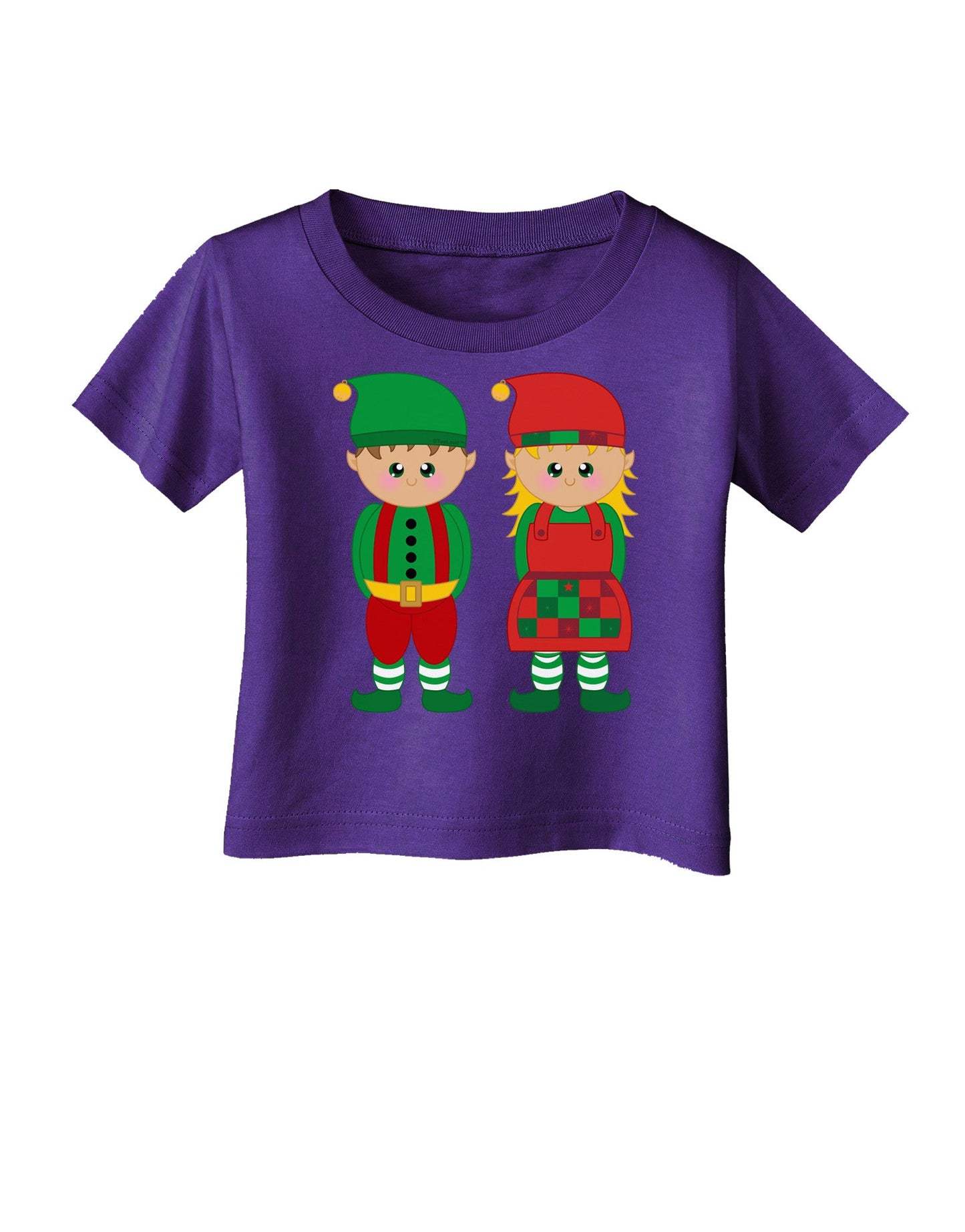 Cute Elf Couple Christmas Infant T-Shirt Dark-Infant T-Shirt-TooLoud-Purple-06-Months-Davson Sales