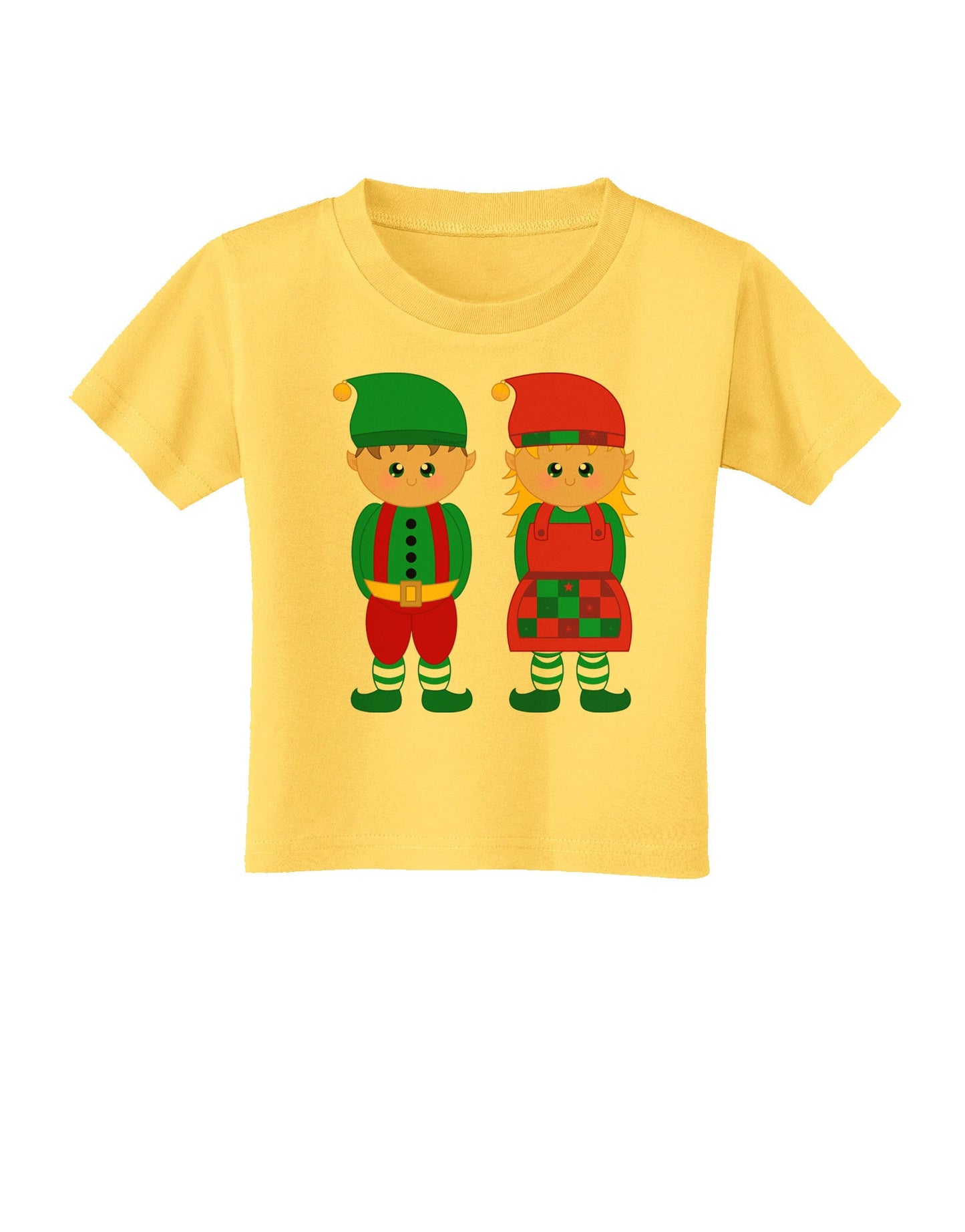 Cute Elf Couple Christmas Toddler T-Shirt-Toddler T-Shirt-TooLoud-Yellow-2T-Davson Sales