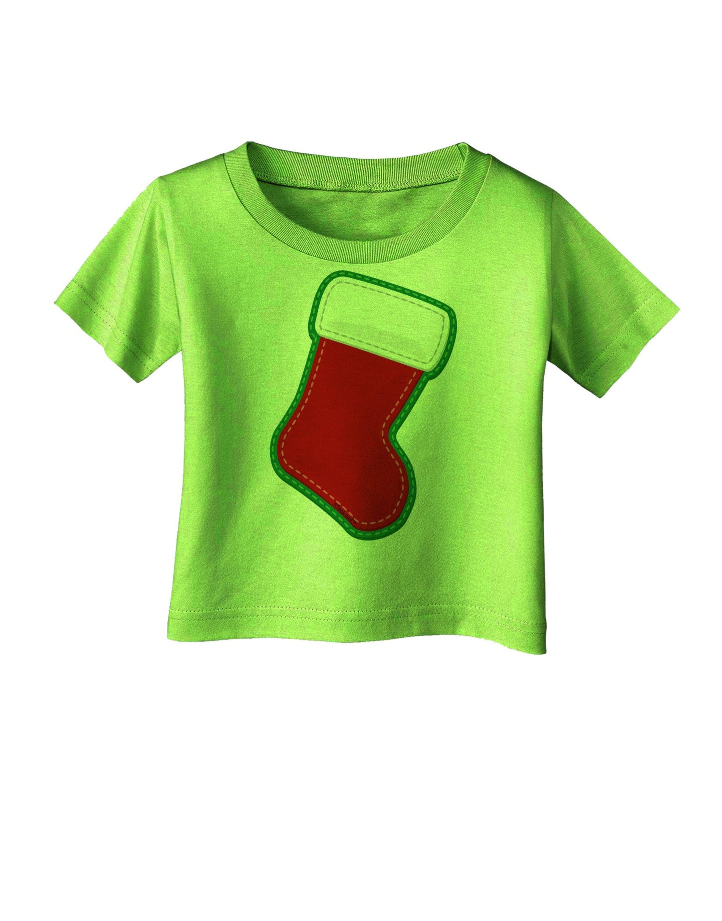 Cute Faux Applique Christmas Stocking Infant T-Shirt-Infant T-Shirt-TooLoud-Lime-Green-06-Months-Davson Sales