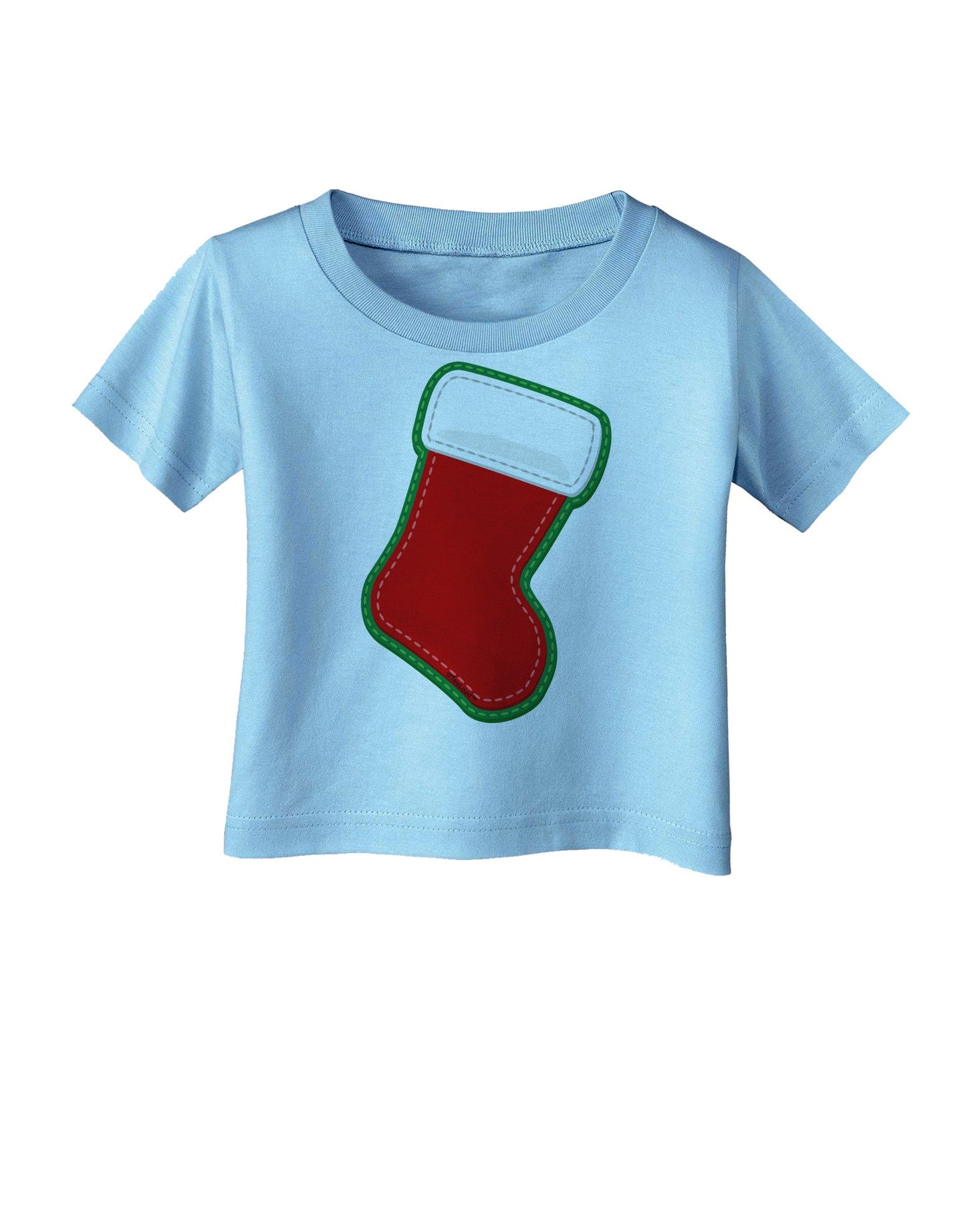 Cute Faux Applique Christmas Stocking Infant T-Shirt-Infant T-Shirt-TooLoud-Aquatic-Blue-06-Months-Davson Sales