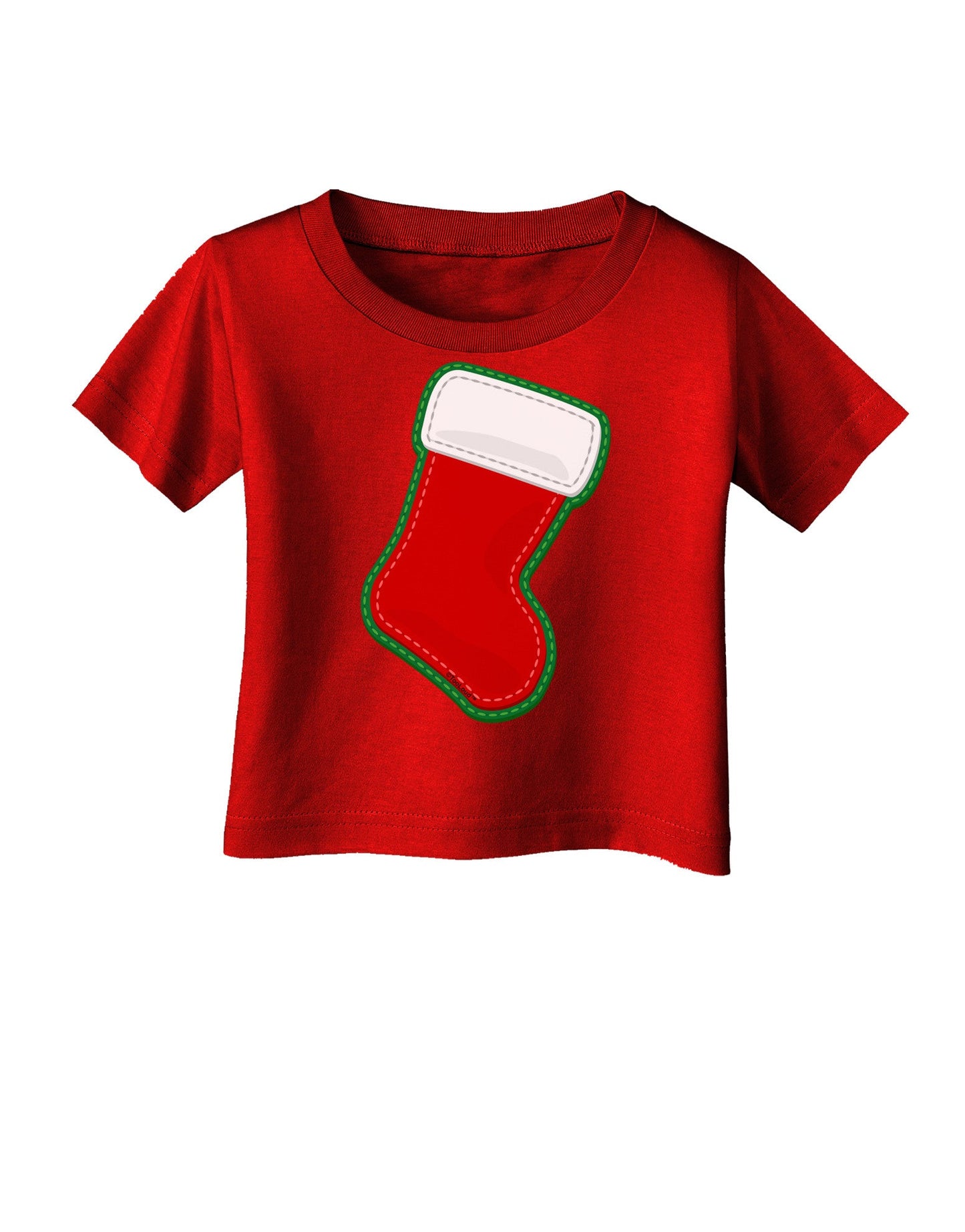 Cute Faux Applique Christmas Stocking Infant T-Shirt Dark-Infant T-Shirt-TooLoud-Red-06-Months-Davson Sales