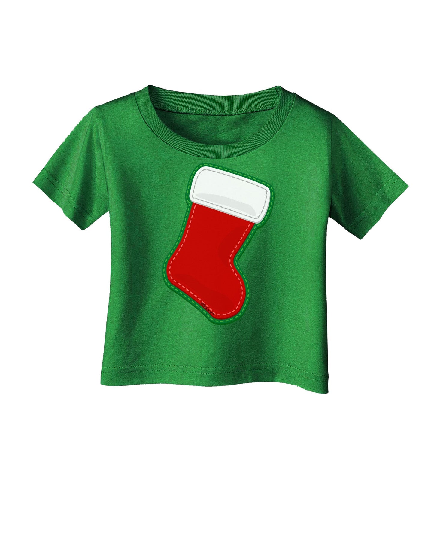Cute Faux Applique Christmas Stocking Infant T-Shirt Dark-Infant T-Shirt-TooLoud-Clover-Green-06-Months-Davson Sales