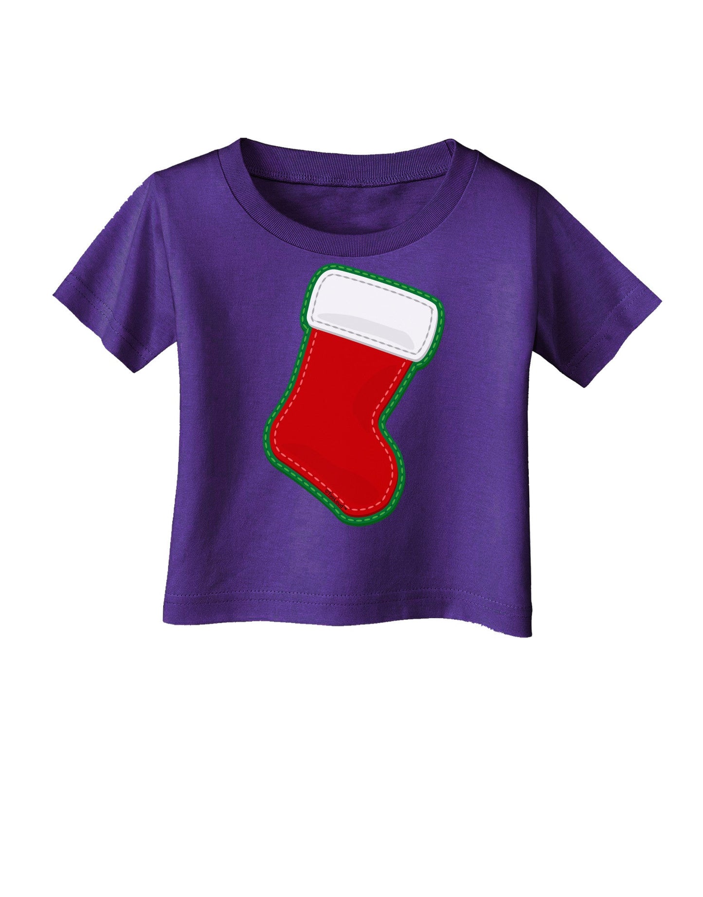 Cute Faux Applique Christmas Stocking Infant T-Shirt Dark-Infant T-Shirt-TooLoud-Purple-06-Months-Davson Sales