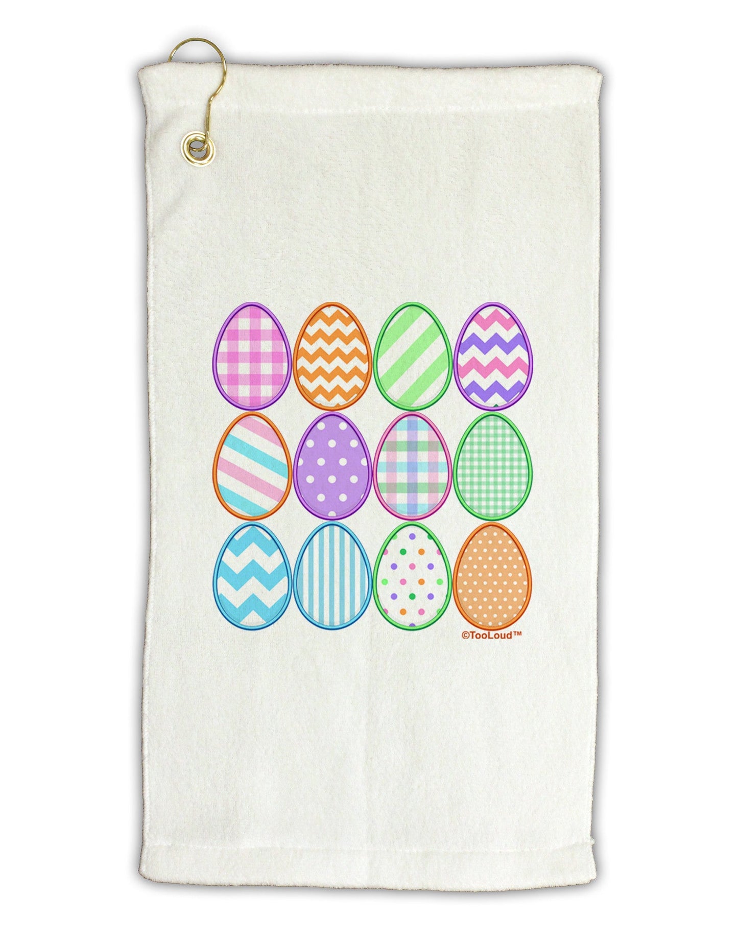 Cute Faux Applique Easter Eggs Micro Terry Gromet Golf Towel 16 x 25 inch-Golf Towel-TooLoud-White-Davson Sales