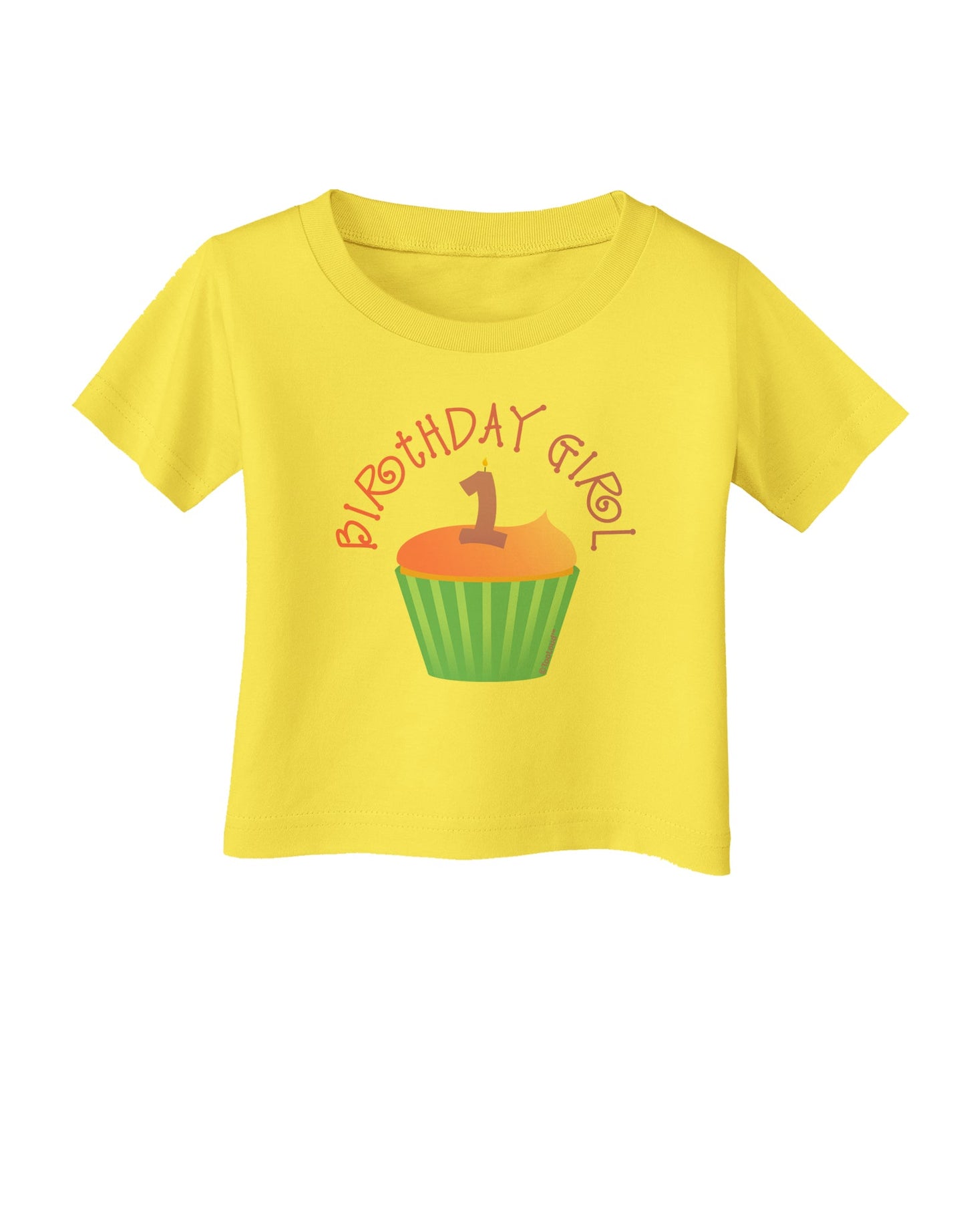 Cute First Birthday Cupcake - Birthday Girl Infant T-Shirt by TooLoud-Infant T-Shirt-TooLoud-Yellow-06-Months-Davson Sales