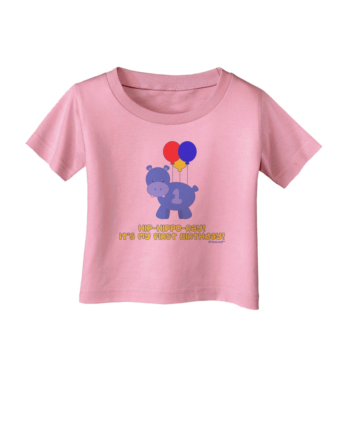 Cute First Birthday Hippo - Blue Red Yellow Infant T-Shirt by TooLoud-Infant T-Shirt-TooLoud-Candy-Pink-06-Months-Davson Sales