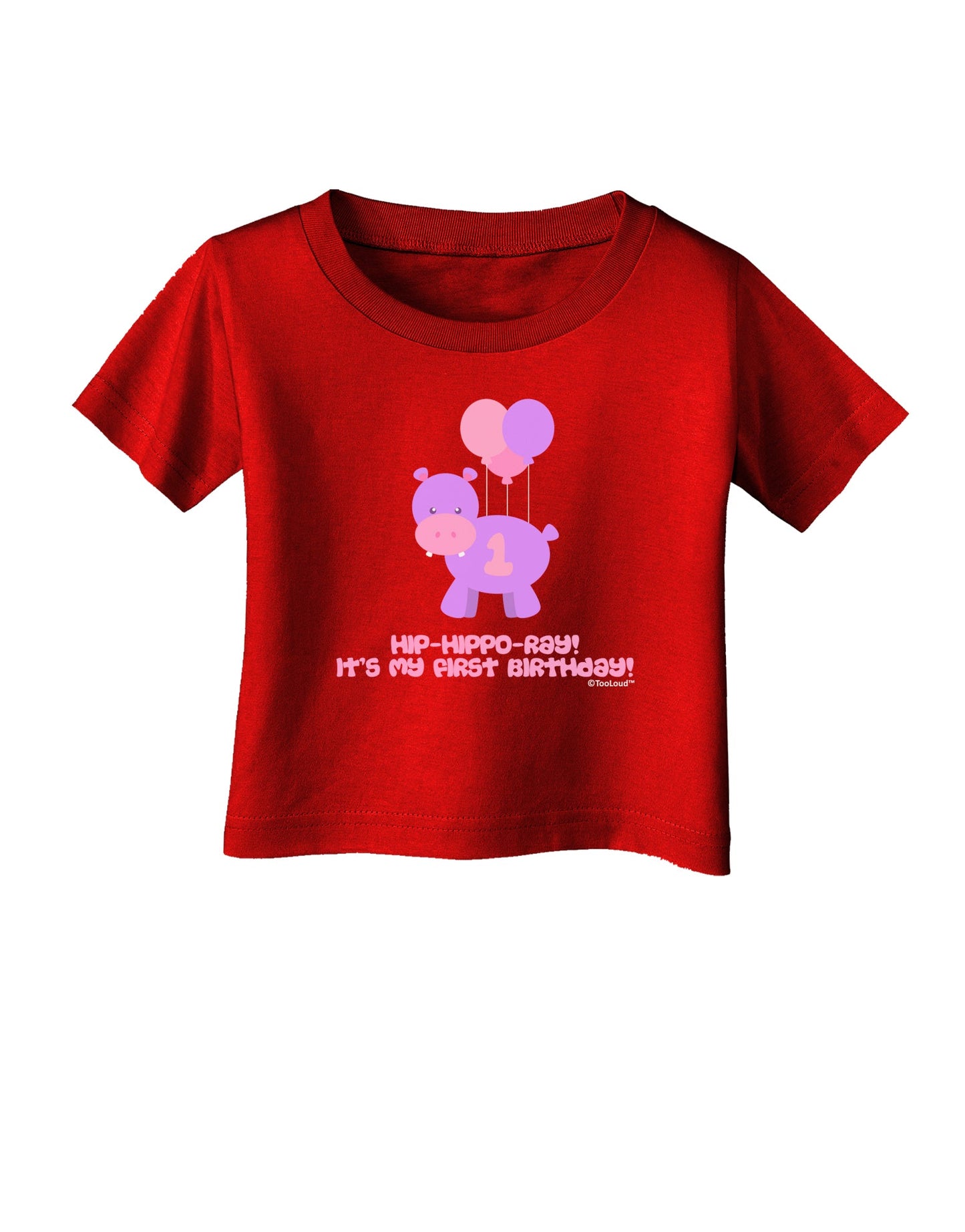 Cute First Birthday Hippo - Pink and Purple Infant T-Shirt Dark by TooLoud-Infant T-Shirt-TooLoud-Red-06-Months-Davson Sales