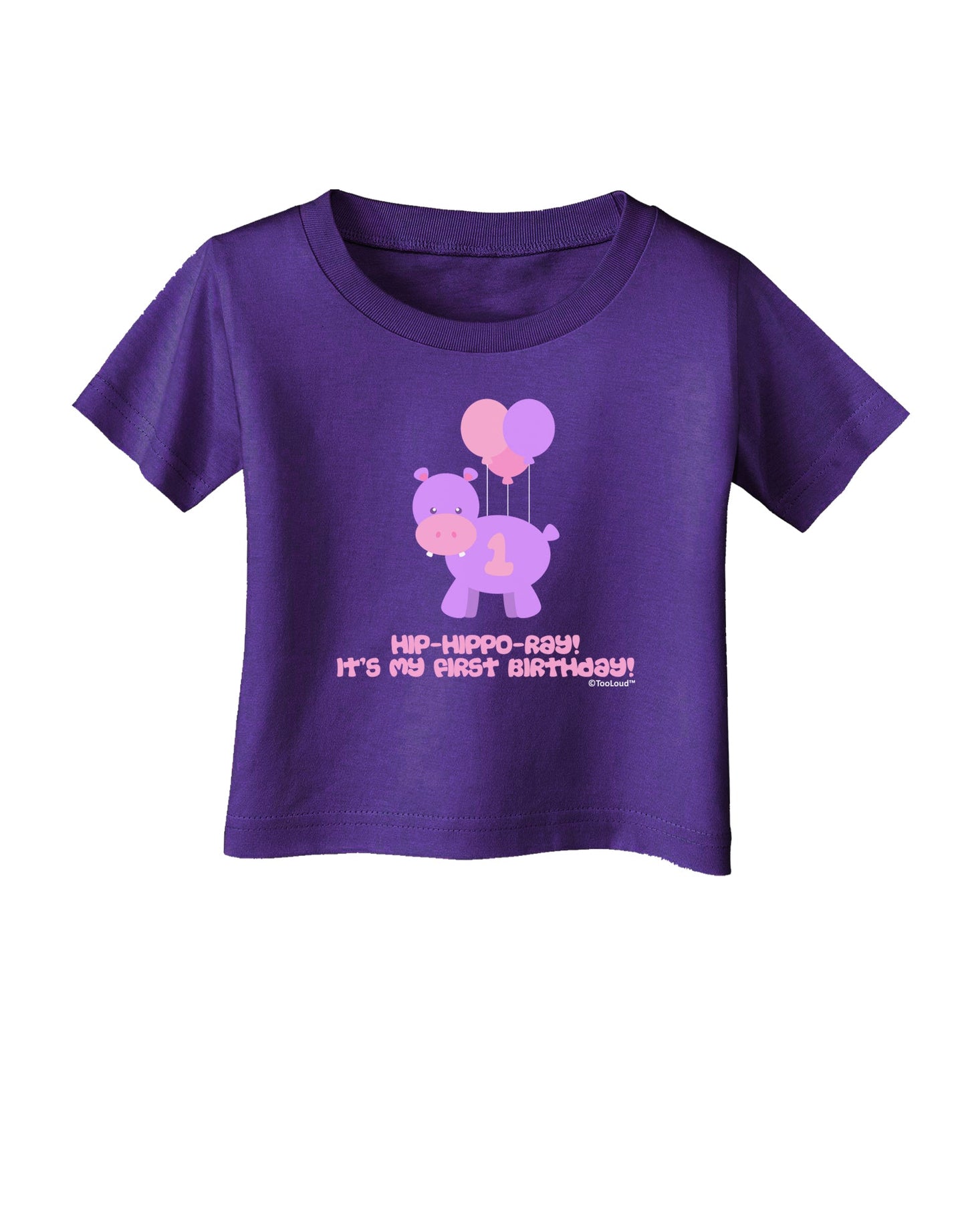 Cute First Birthday Hippo - Pink and Purple Infant T-Shirt Dark by TooLoud-Infant T-Shirt-TooLoud-Purple-06-Months-Davson Sales