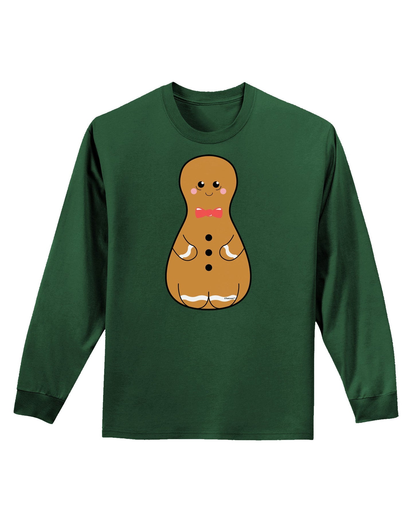 Cute Gingerbread Matryoshka Nesting Doll - Christmas Adult Long Sleeve Dark T-Shirt-TooLoud-Dark-Green-Small-Davson Sales