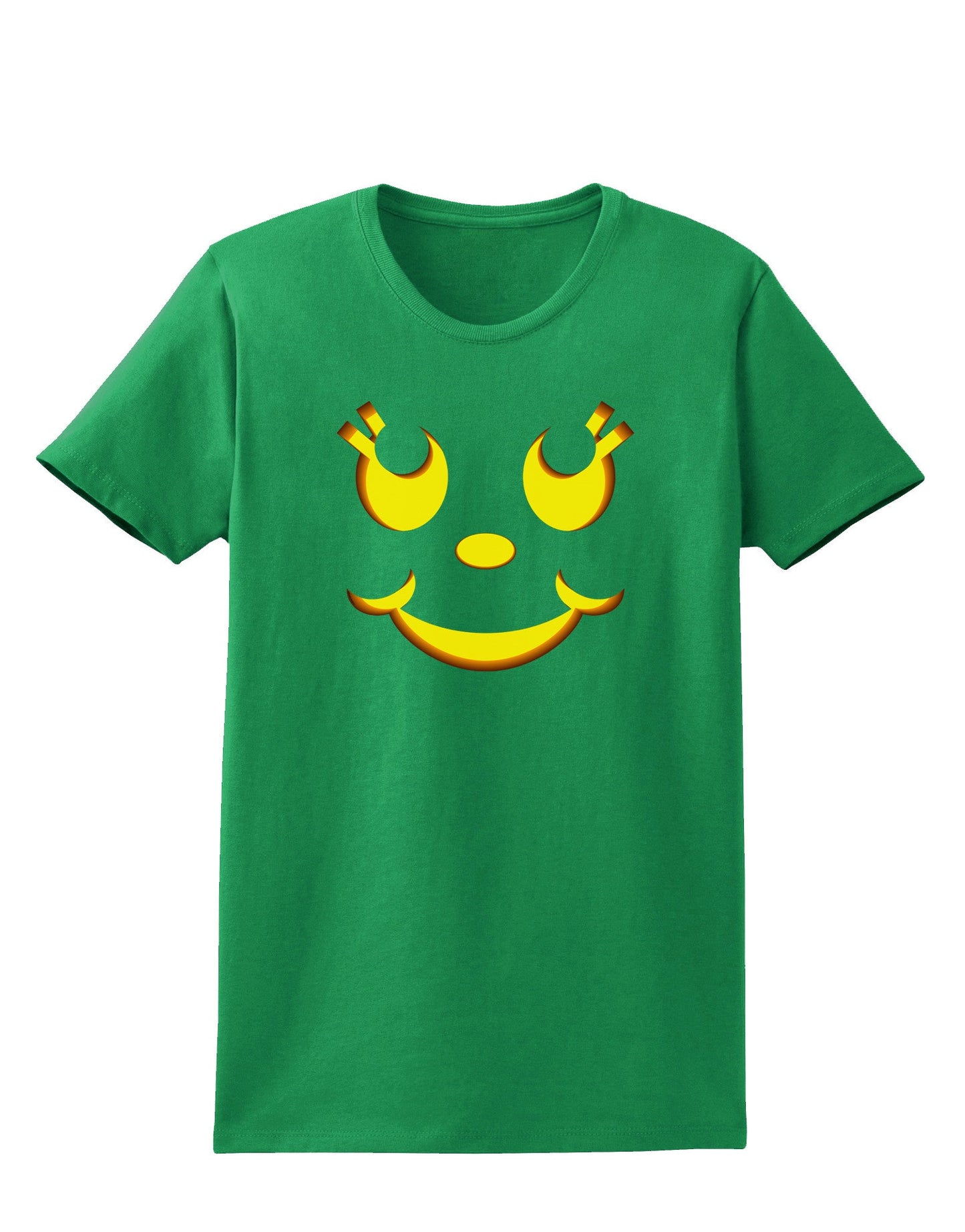 Cute Girl Jack O Lantern Pumpkin Face Womens Dark T-Shirt-TooLoud-Kelly-Green-X-Small-Davson Sales