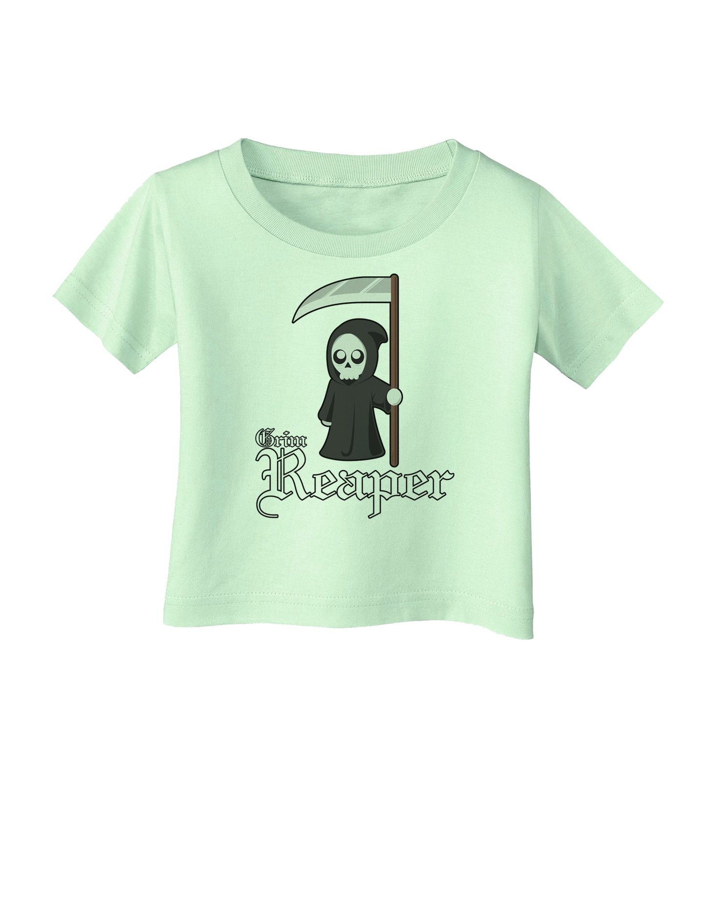 Cute Grim Reaper - Name Text Infant T-Shirt-Infant T-Shirt-TooLoud-Light-Green-06-Months-Davson Sales