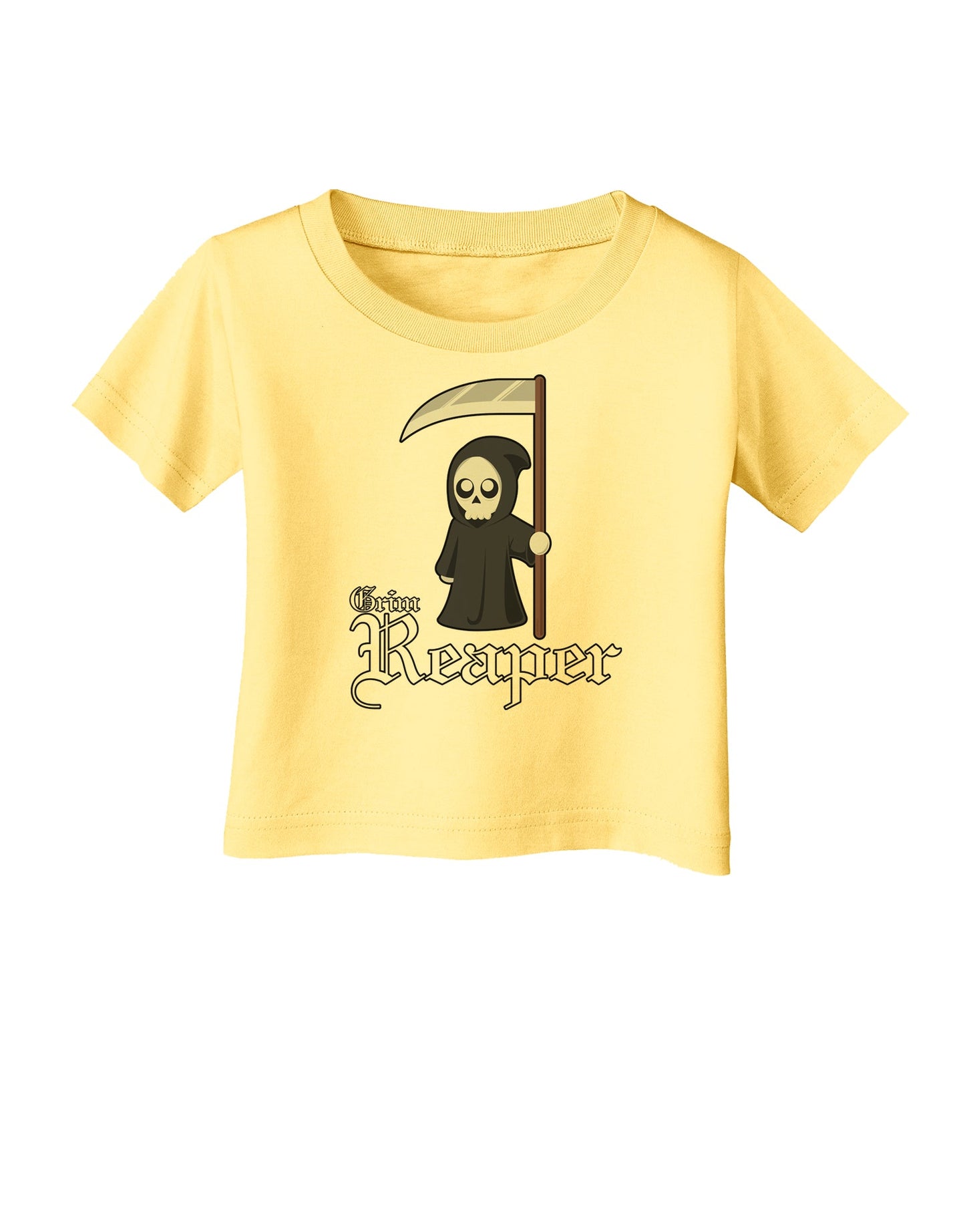 Cute Grim Reaper - Name Text Infant T-Shirt-Infant T-Shirt-TooLoud-Daffodil-Yellow-06-Months-Davson Sales