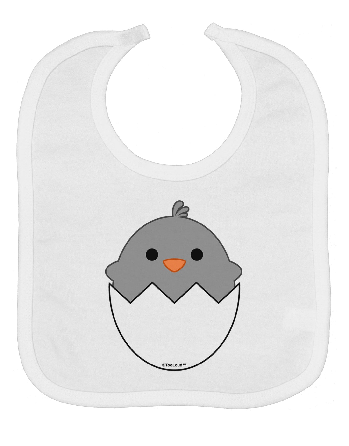 Cute Hatching Chick - Gray Baby Bib by TooLoud