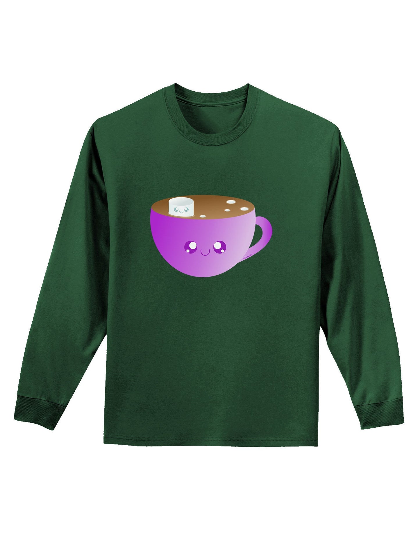 Cute Hot Cocoa Christmas Adult Long Sleeve Dark T-Shirt-TooLoud-Dark-Green-Small-Davson Sales