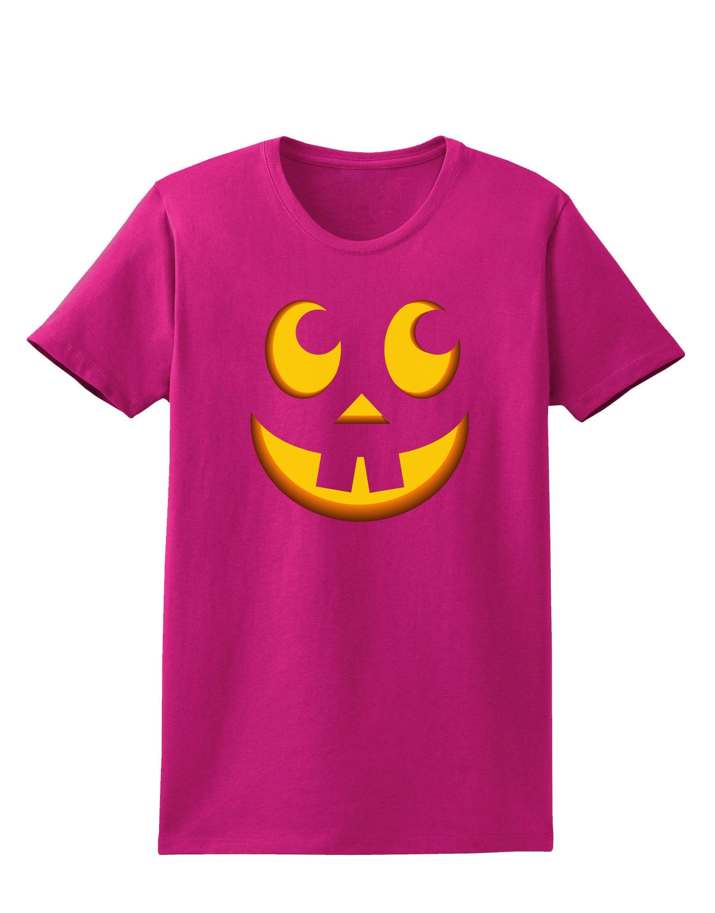 Cute Jack O Lantern Pumpkin Face Womens Dark T-Shirt-TooLoud-Hot-Pink-Small-Davson Sales