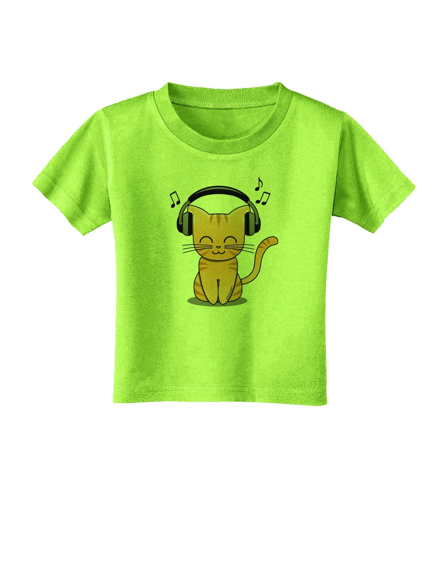 Cute Kitty With Headphones Toddler T-Shirt-Toddler T-Shirt-TooLoud-Lime-Green-2T-Davson Sales