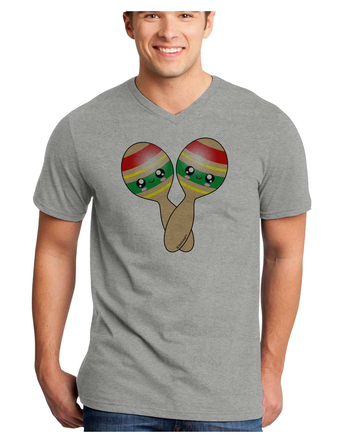 Cute Maracas Design Adult V-Neck T-shirt by TooLoud-Mens V-Neck T-Shirt-TooLoud-HeatherGray-Small-Davson Sales