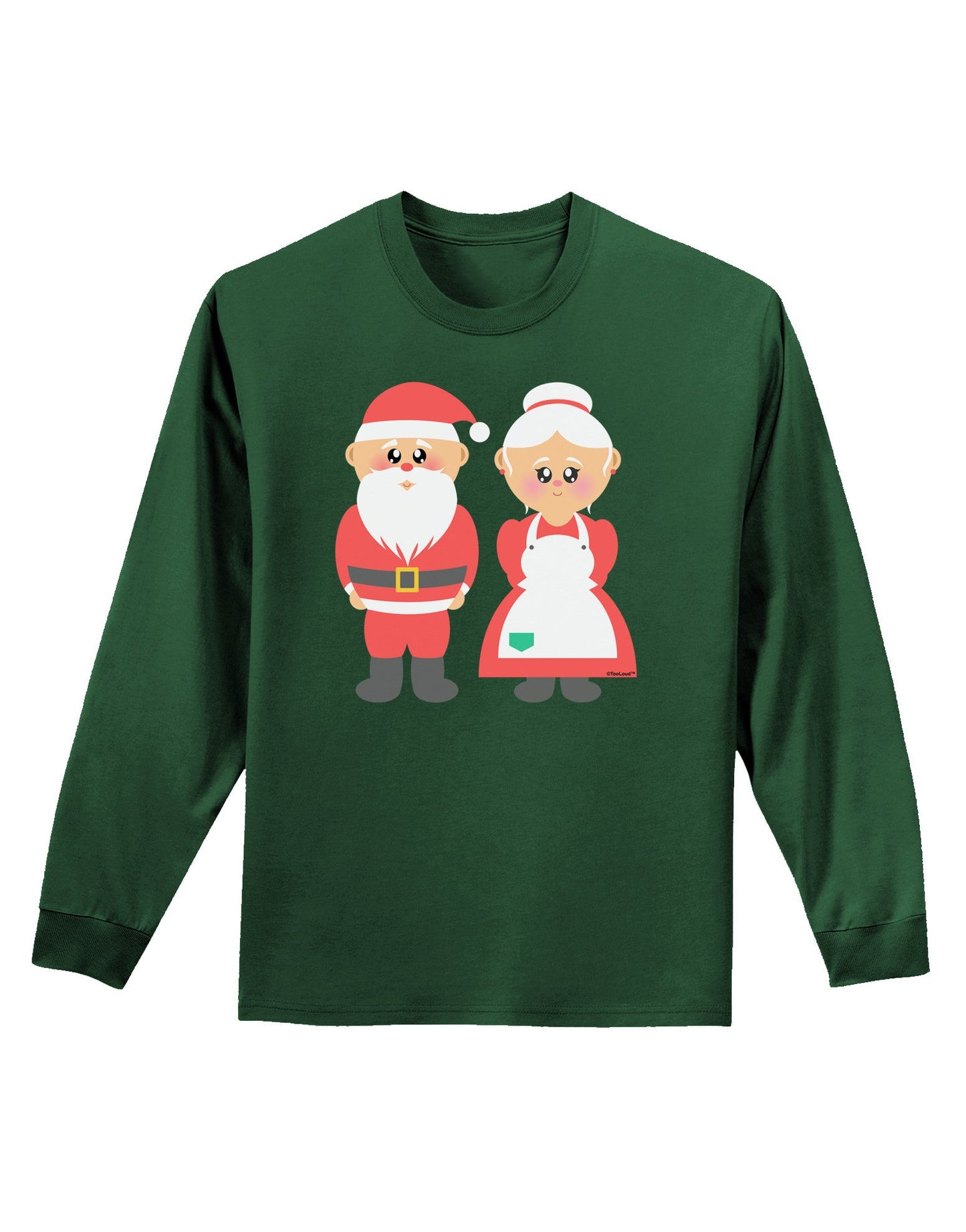 Cute Mr and Mrs Santa Claus Couple Christmas Adult Long Sleeve Dark T-Shirt-TooLoud-Dark-Green-Small-Davson Sales