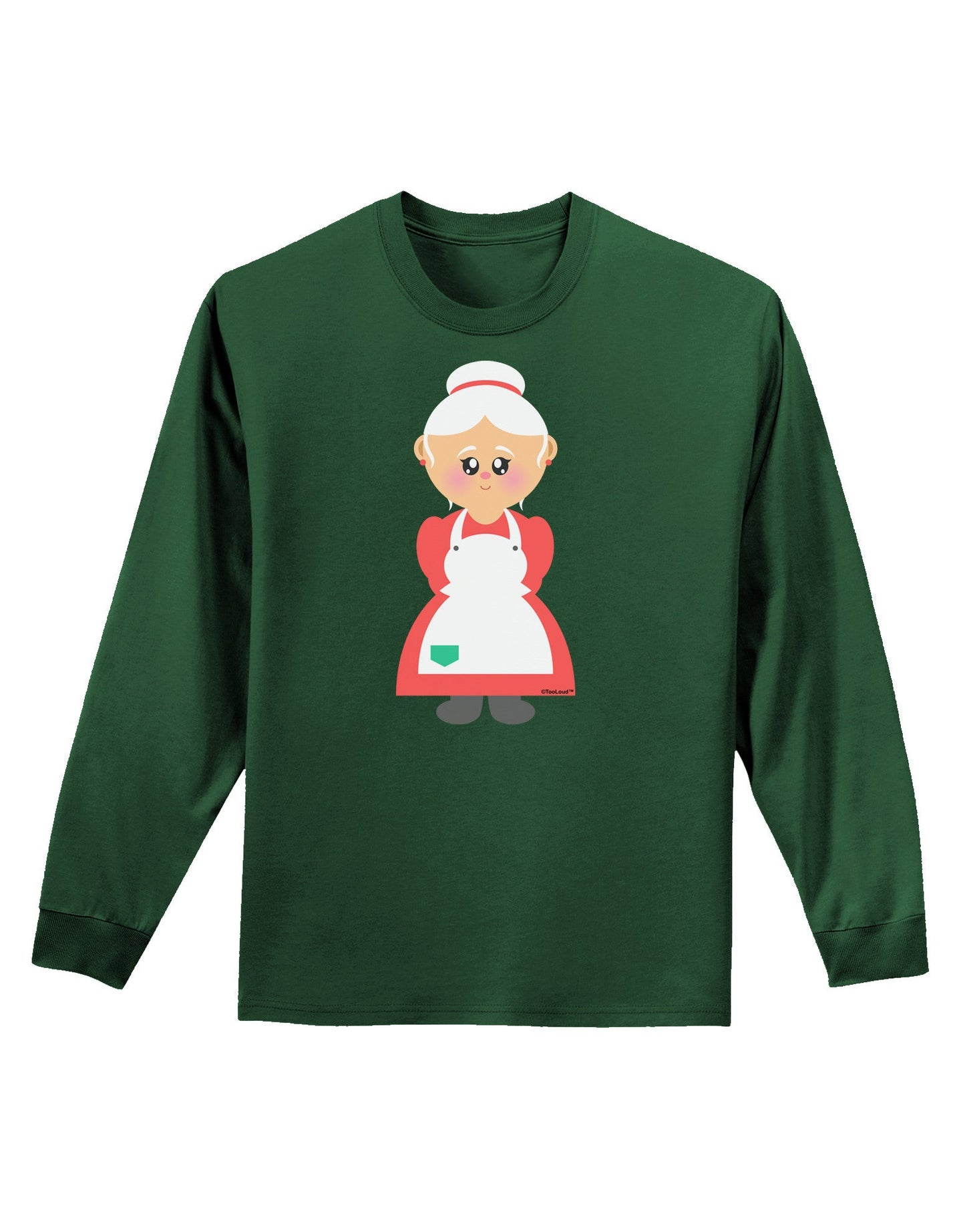 Cute Mrs Santa Claus Christmas Adult Long Sleeve Dark T-Shirt-TooLoud-Dark-Green-Small-Davson Sales