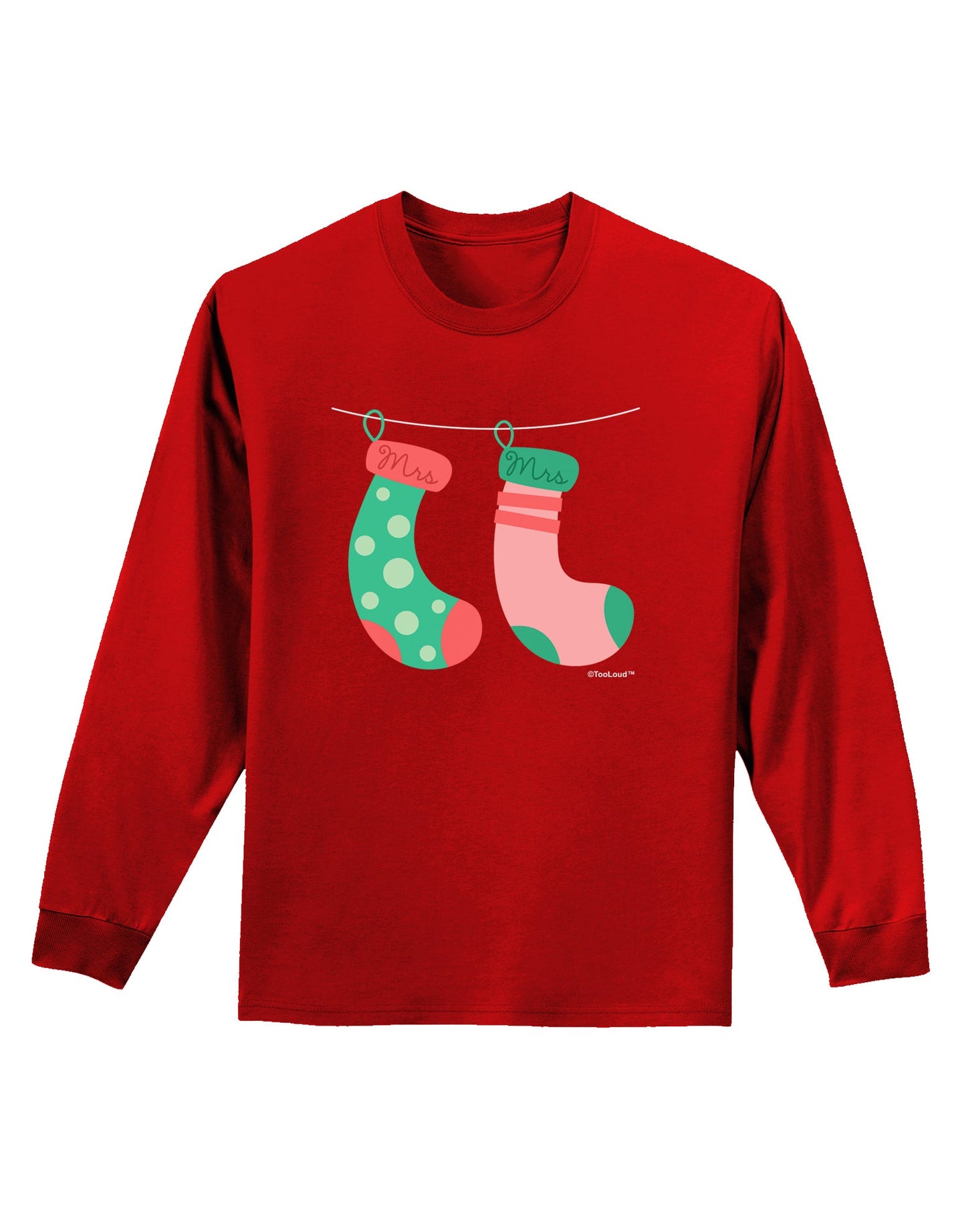 Cute Mrs and Mrs Christmas Couple Stockings Adult Long Sleeve Dark T-Shirt by TooLoud-TooLoud-Red-Small-Davson Sales