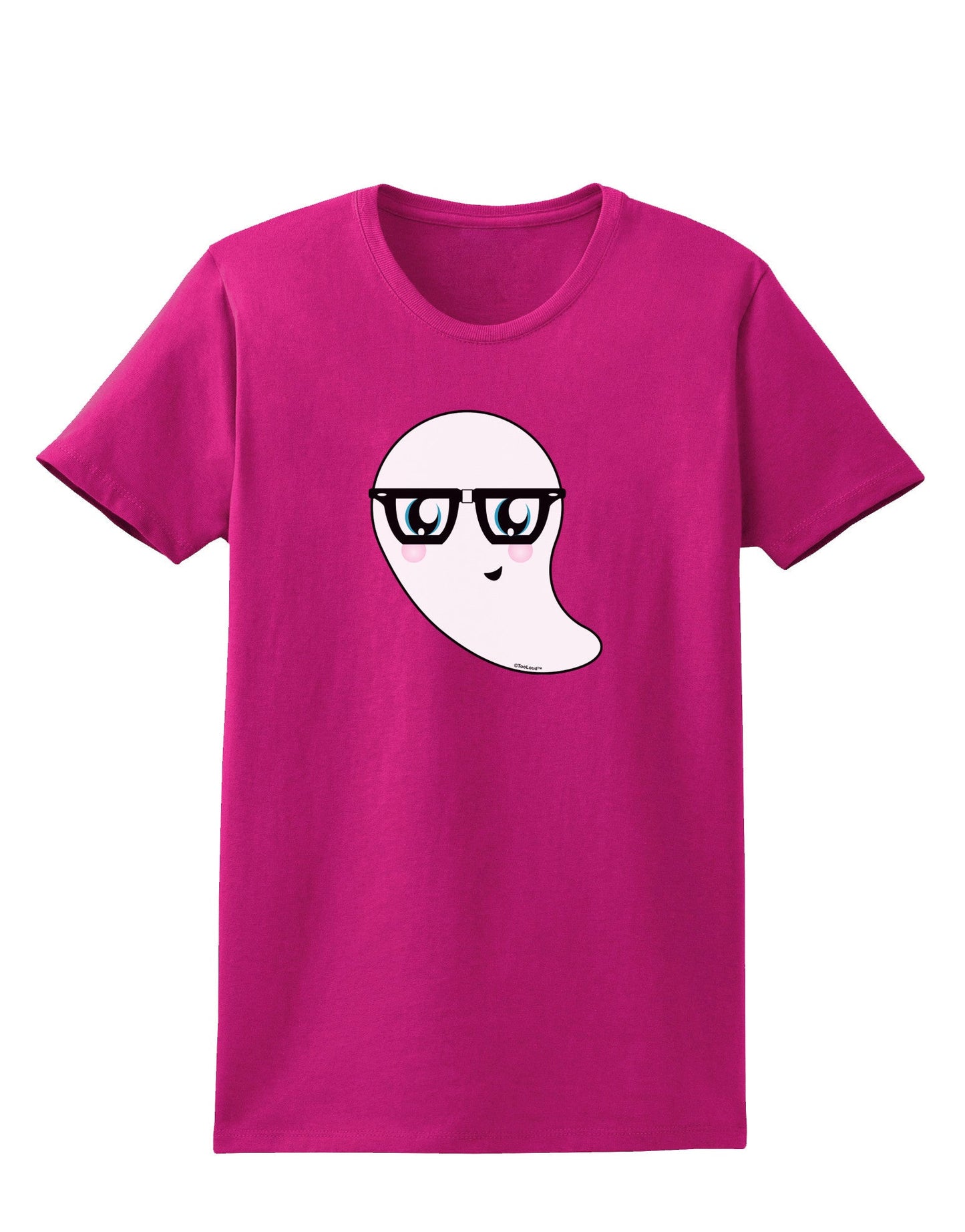 Cute Nerd Ghost Halloween Womens Dark T-Shirt-TooLoud-Hot-Pink-Small-Davson Sales