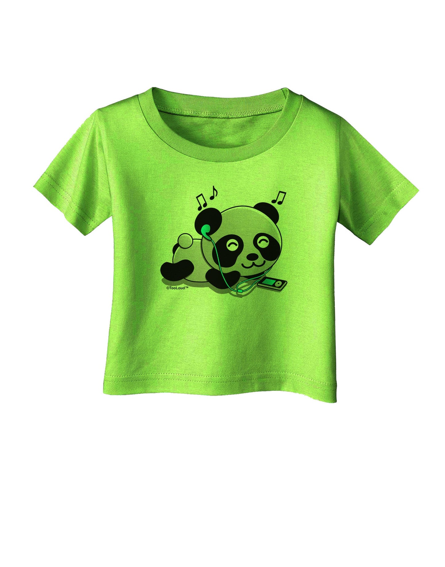 Cute Panda With Ear Buds Infant T-Shirt-Infant T-Shirt-TooLoud-Lime-Green-06-Months-Davson Sales