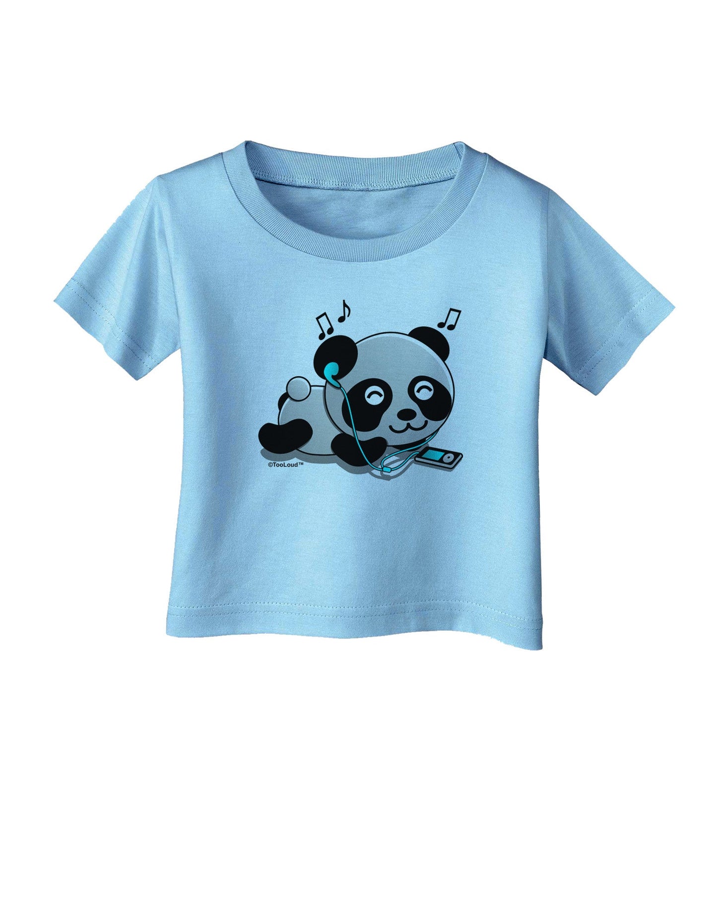 Cute Panda With Ear Buds Infant T-Shirt-Infant T-Shirt-TooLoud-Aquatic-Blue-06-Months-Davson Sales