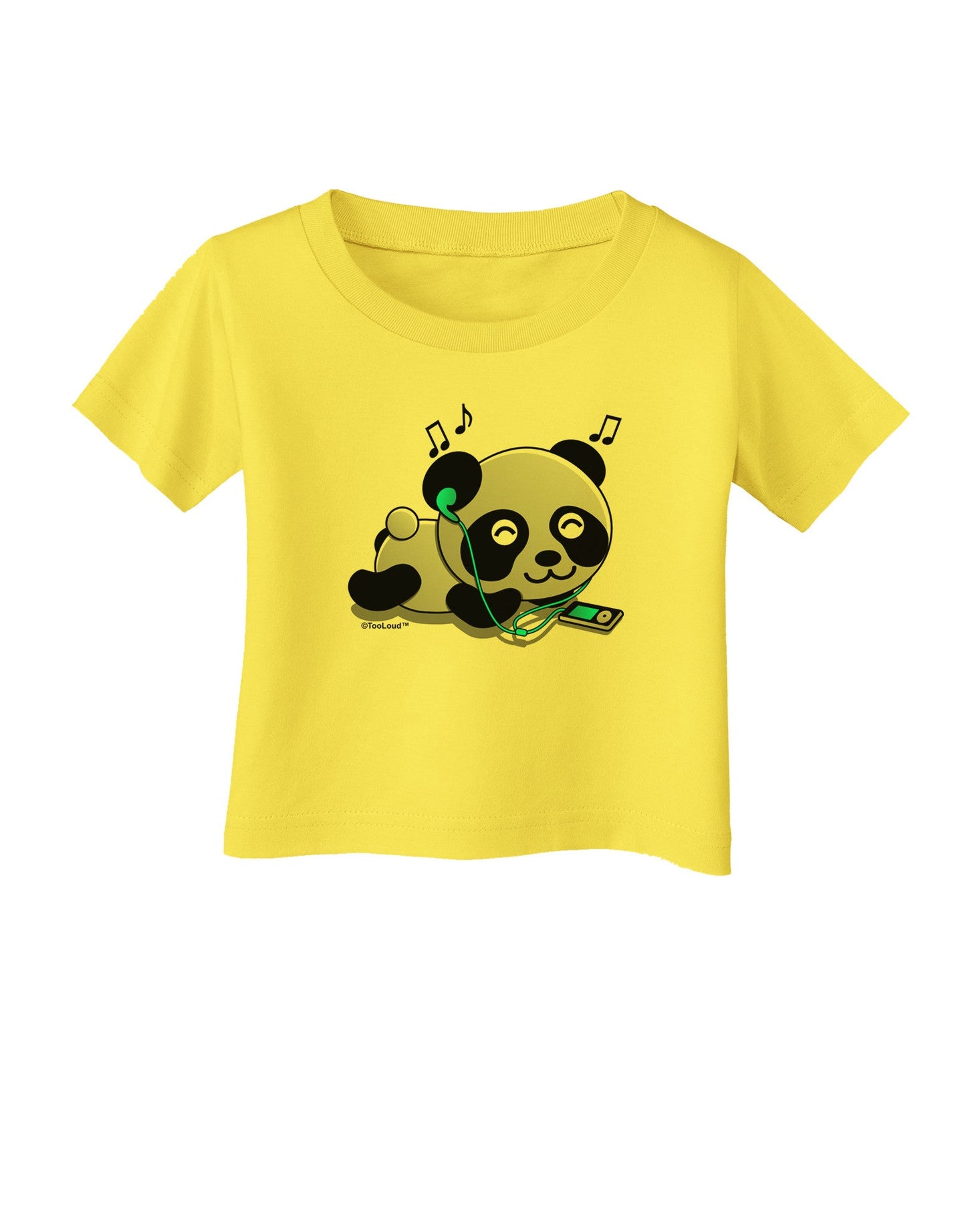 Cute Panda With Ear Buds Infant T-Shirt-Infant T-Shirt-TooLoud-Yellow-06-Months-Davson Sales