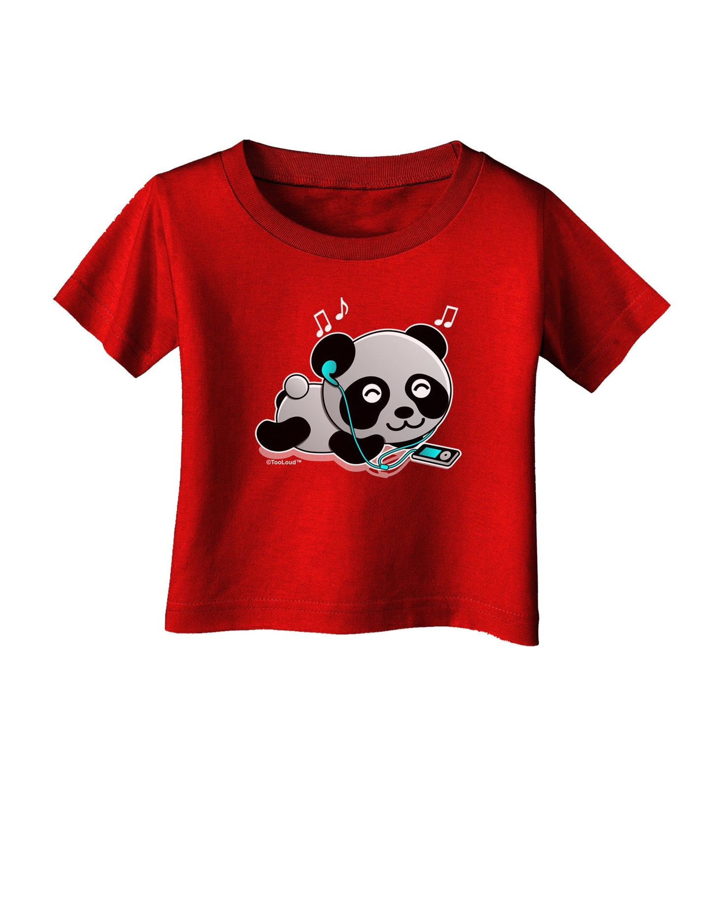 Cute Panda With Ear Buds Infant T-Shirt Dark-Infant T-Shirt-TooLoud-Red-06-Months-Davson Sales
