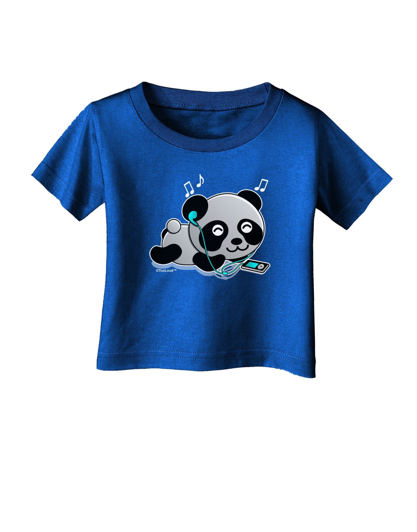 Cute Panda With Ear Buds Infant T-Shirt Dark-Infant T-Shirt-TooLoud-Royal-Blue-06-Months-Davson Sales