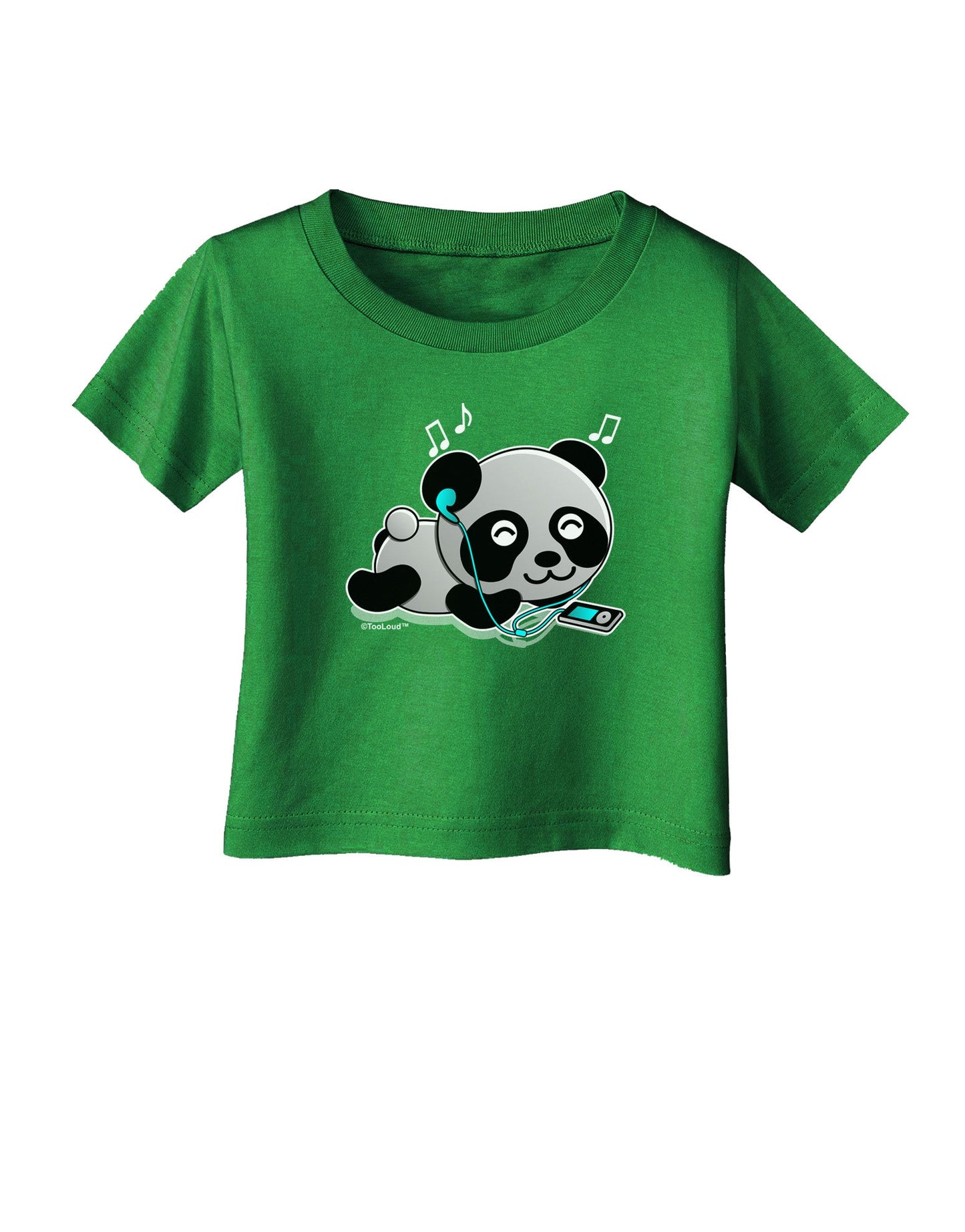 Cute Panda With Ear Buds Infant T-Shirt Dark-Infant T-Shirt-TooLoud-Clover-Green-06-Months-Davson Sales