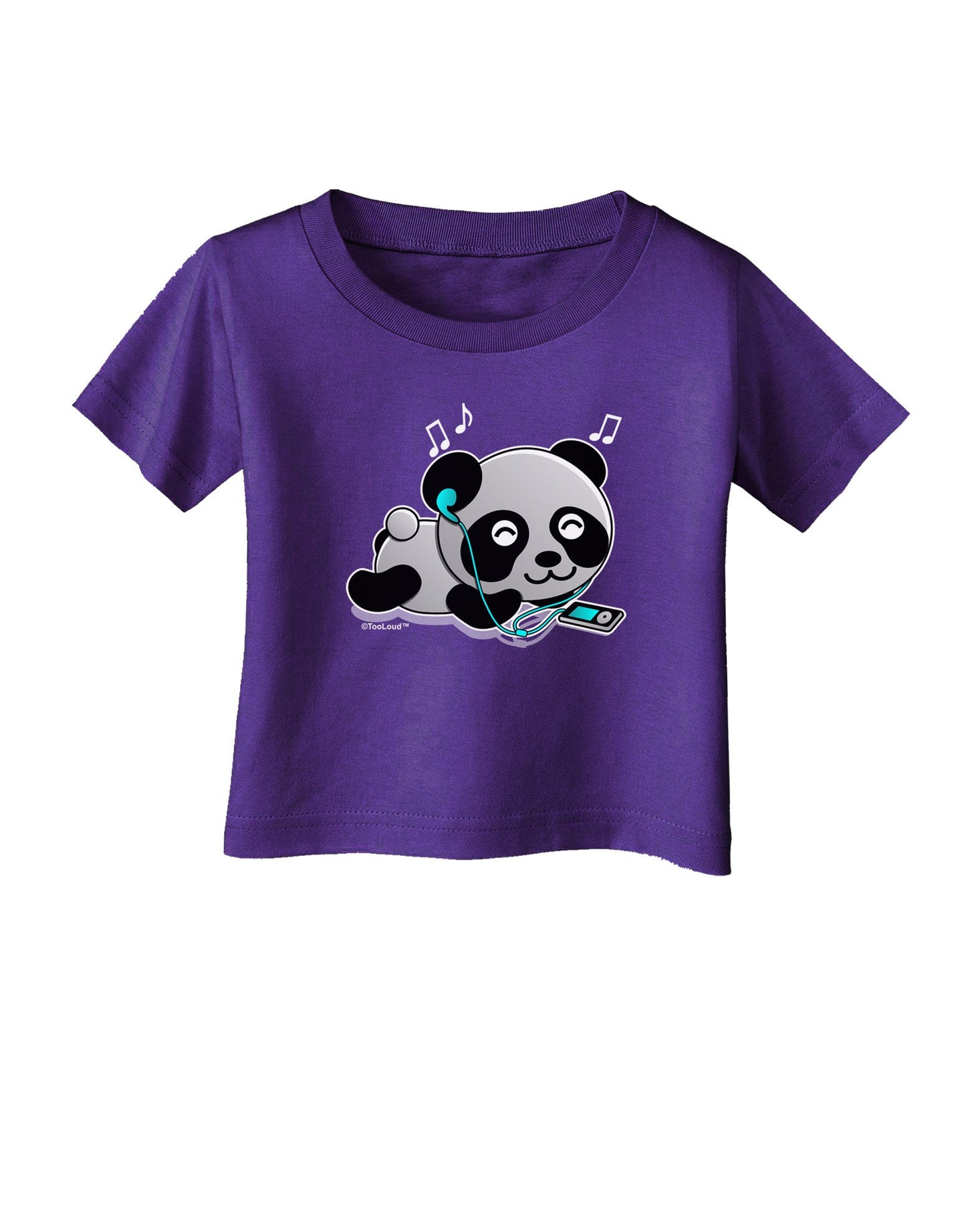 Cute Panda With Ear Buds Infant T-Shirt Dark-Infant T-Shirt-TooLoud-Purple-06-Months-Davson Sales