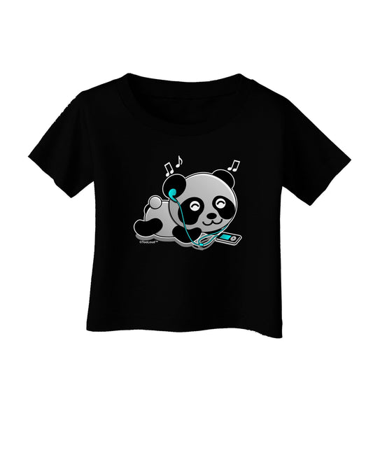 Cute Panda With Ear Buds Infant T-Shirt Dark-Infant T-Shirt-TooLoud-Black-06-Months-Davson Sales
