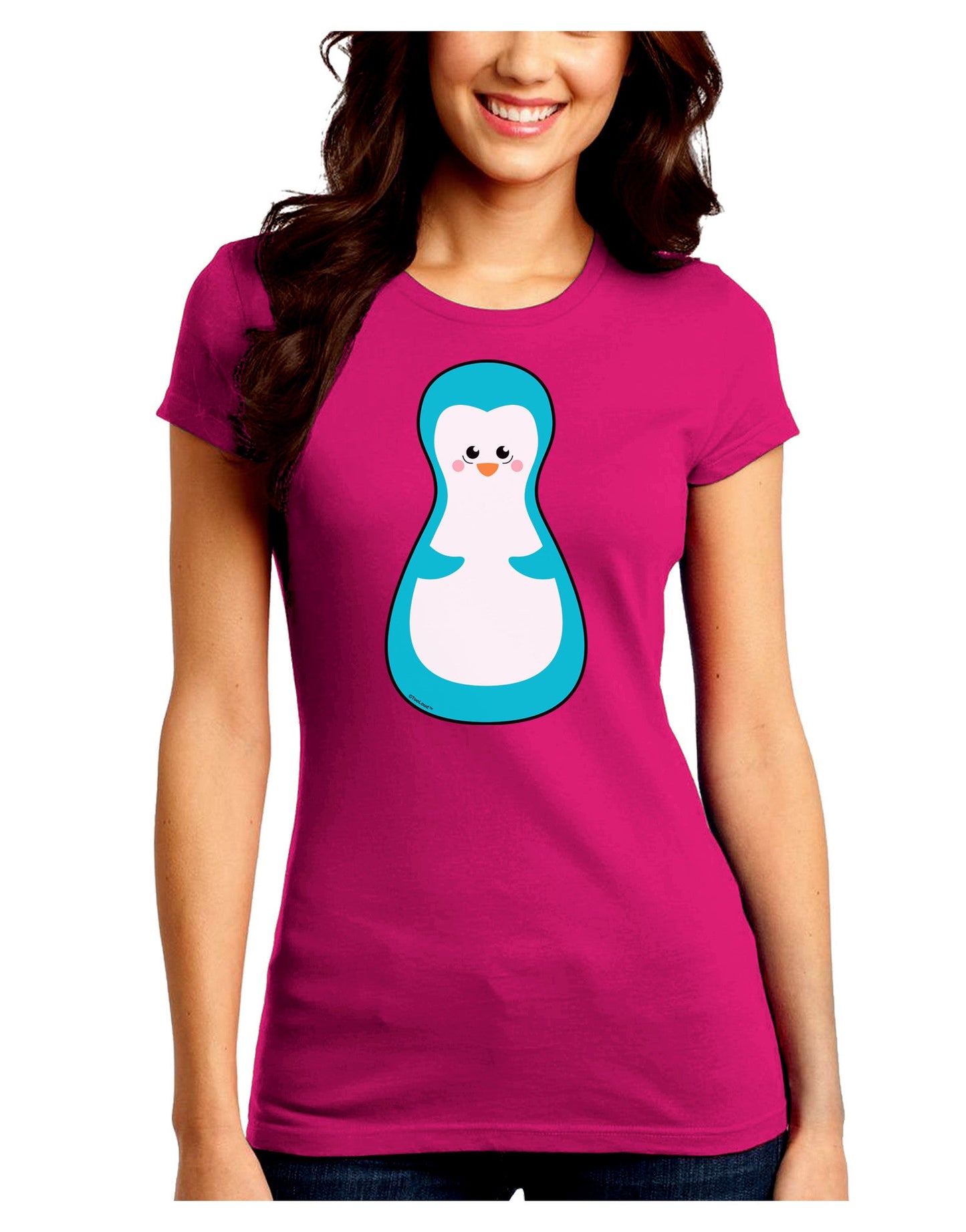 Cute Penguin Matryoshka Nesting Doll - Christmas Juniors Crew Dark T-Shirt-T-Shirts Juniors Tops-TooLoud-Hot-Pink-Juniors Fitted Small-Davson Sales