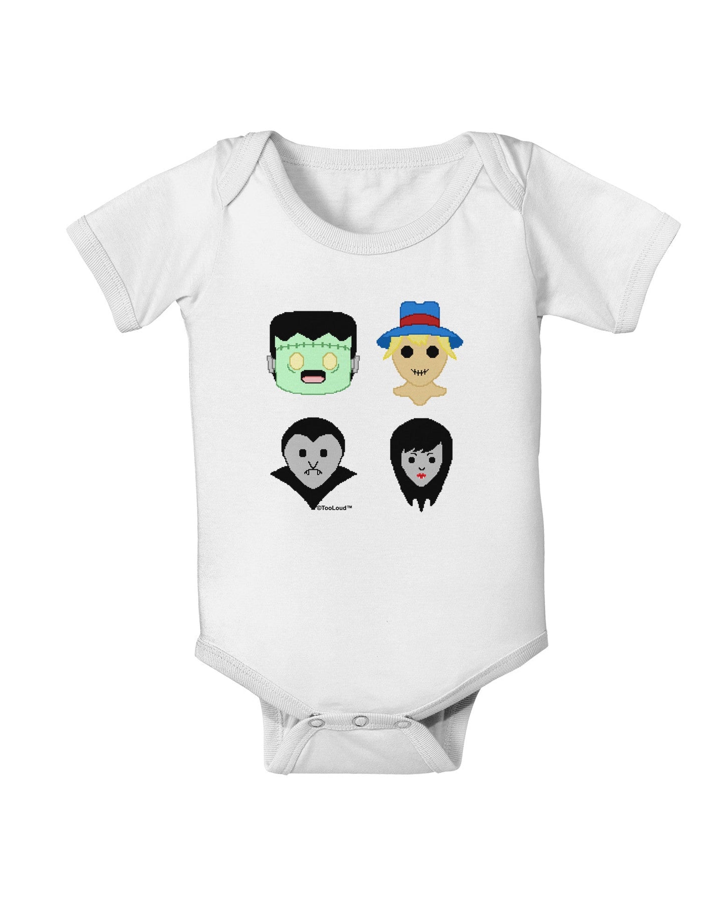 Cute Pixel Monsters Baby Romper Bodysuit-Baby Romper-TooLoud-White-06-Months-Davson Sales