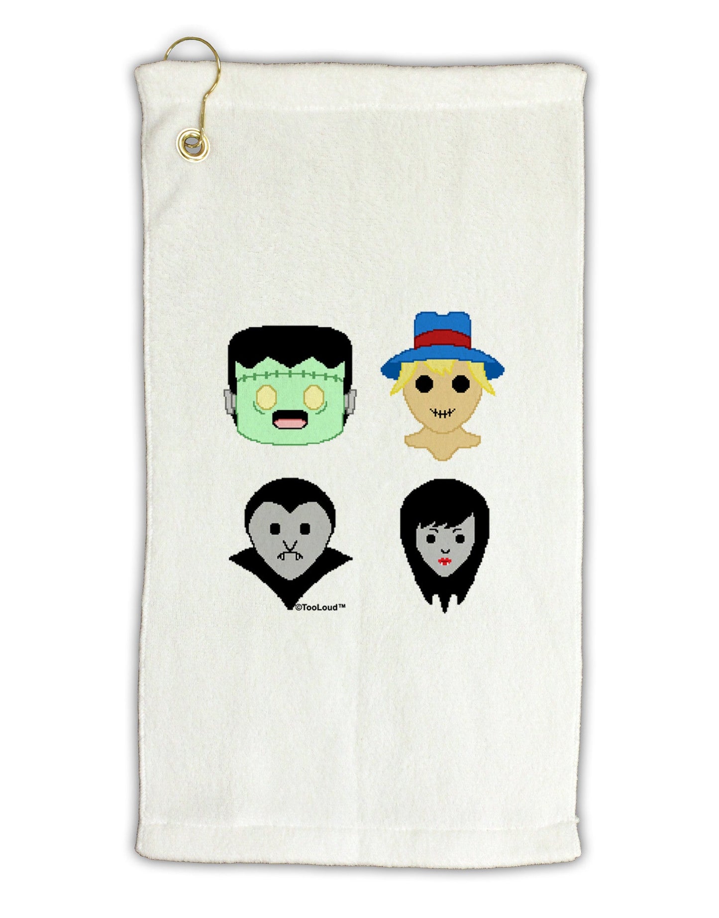 Cute Pixel Monsters Micro Terry Gromet Golf Towel 11"x19-Golf Towel-TooLoud-White-Davson Sales