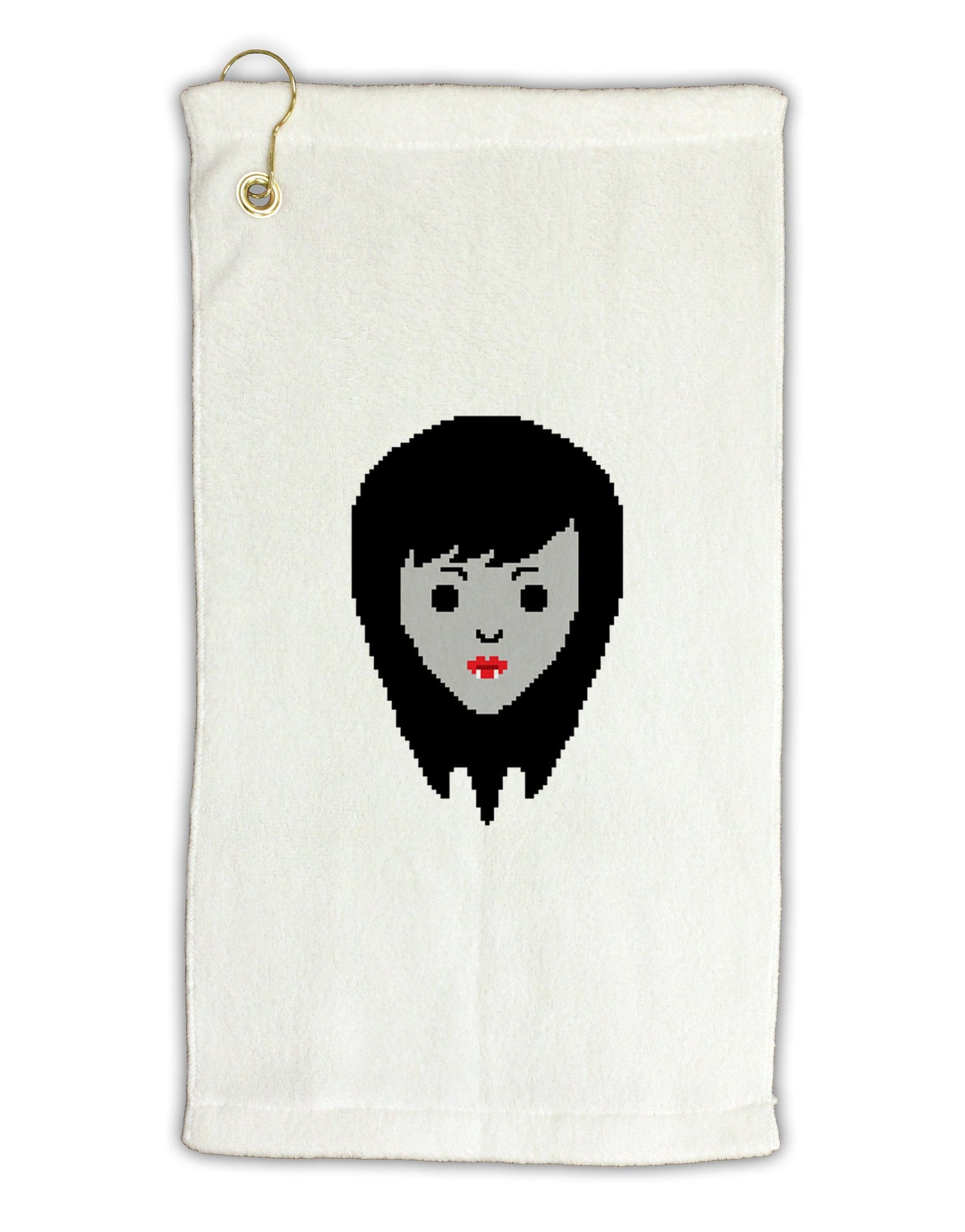 Cute Pixel Vampire Female Micro Terry Gromet Golf Towel 11"x19-Golf Towel-TooLoud-White-Davson Sales
