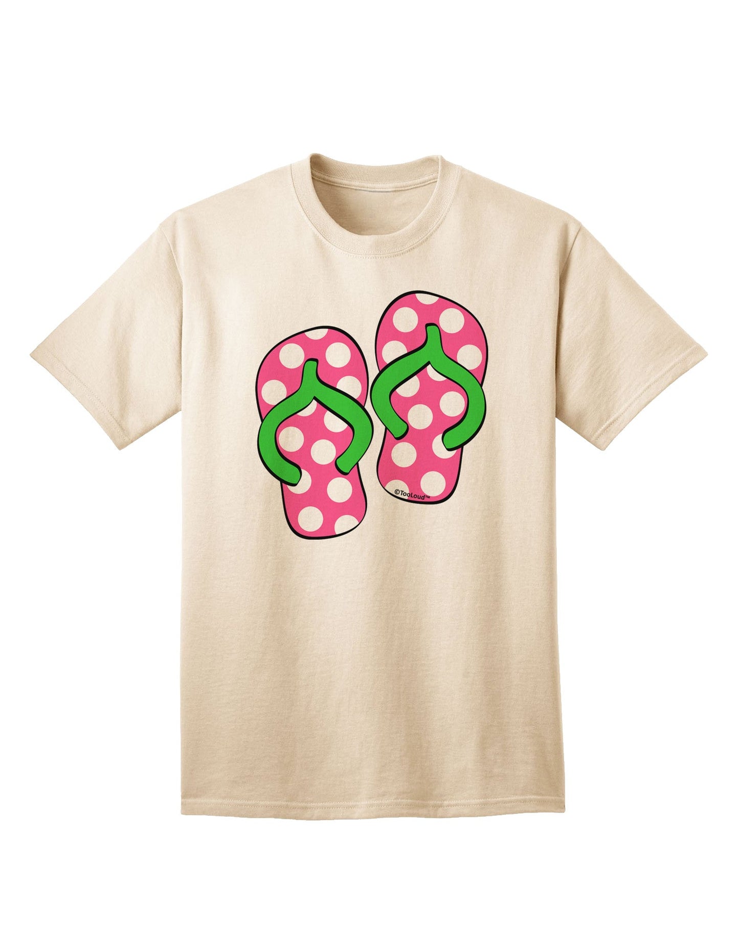 Cute Polka Dot Flip Flops - Pink and Green Adult T-Shirt-Mens T-Shirt-TooLoud-Natural-Small-Davson Sales