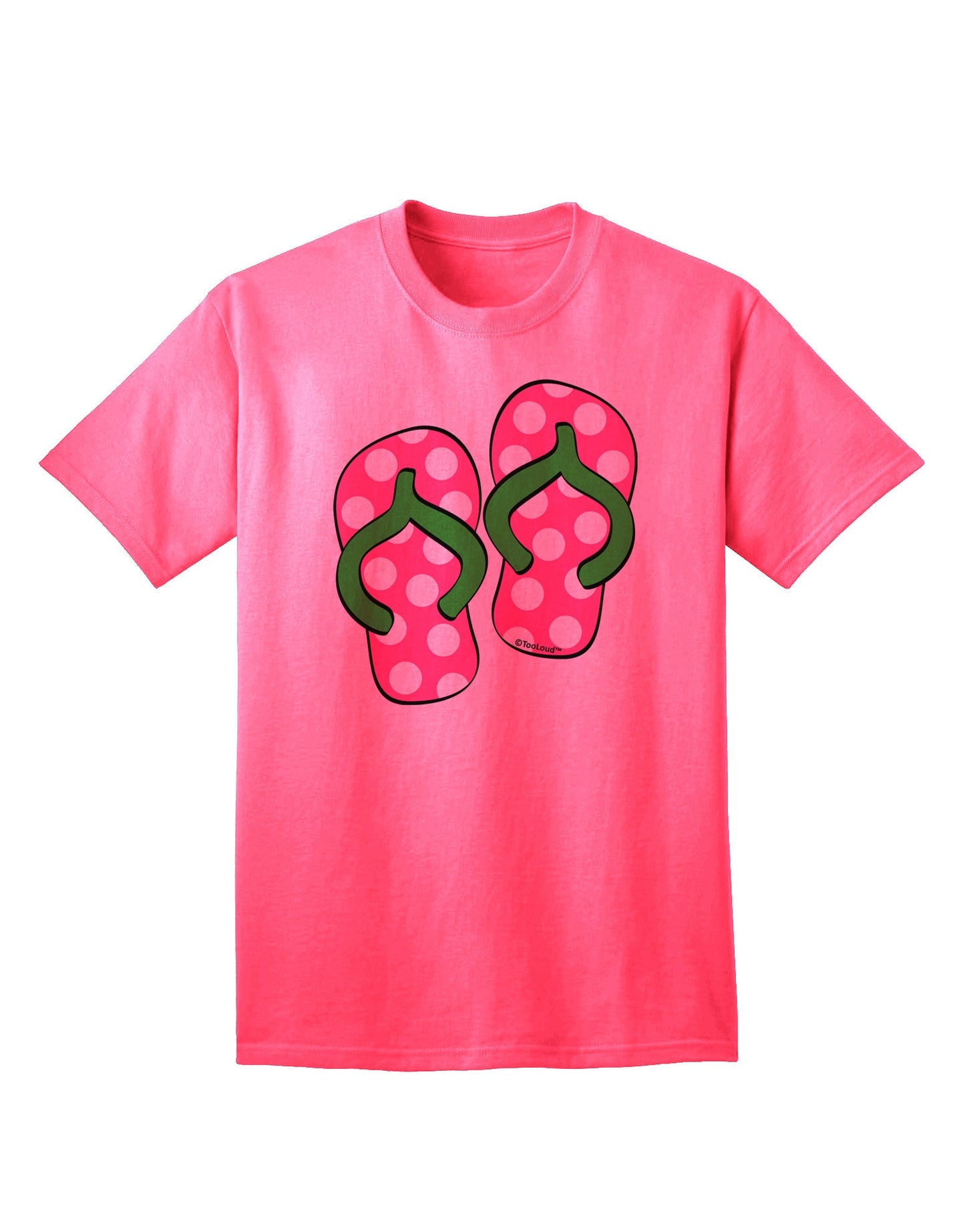 Cute Polka Dot Flip Flops - Pink and Green Adult T-Shirt-Mens T-Shirt-TooLoud-Neon-Pink-Small-Davson Sales