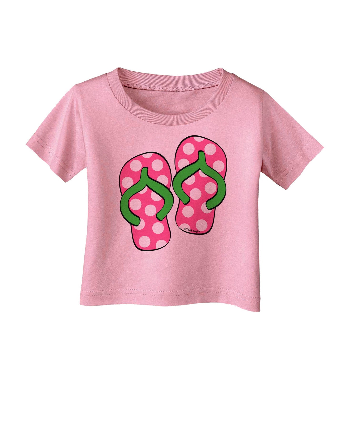 Cute Polka Dot Flip Flops - Pink and Green Infant T-Shirt-Infant T-Shirt-TooLoud-Candy-Pink-06-Months-Davson Sales