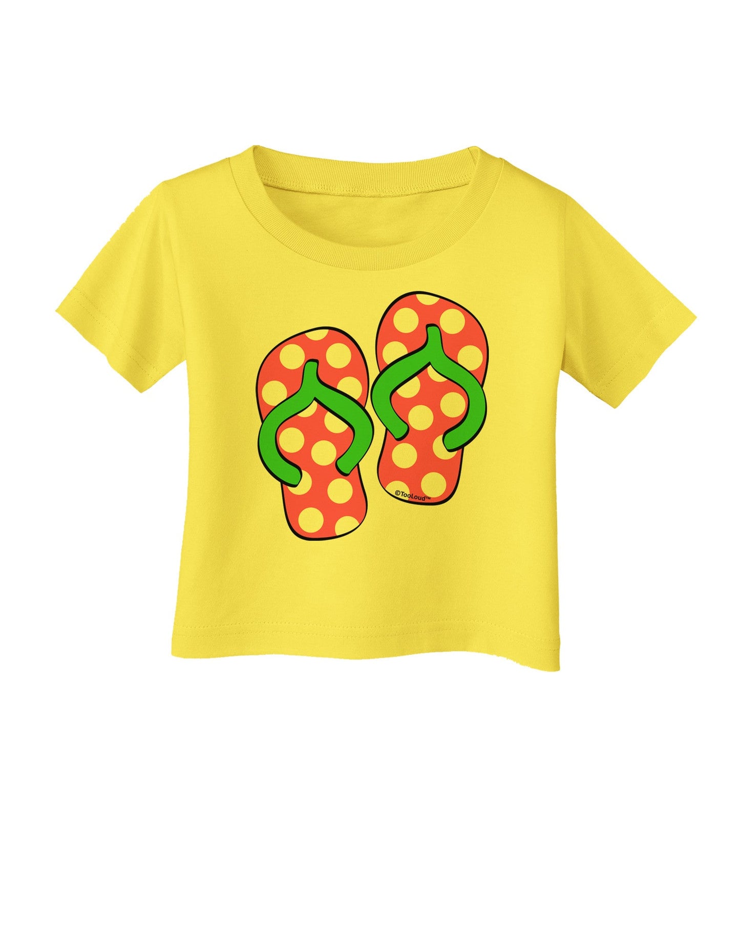 Cute Polka Dot Flip Flops - Pink and Green Infant T-Shirt-Infant T-Shirt-TooLoud-Yellow-06-Months-Davson Sales