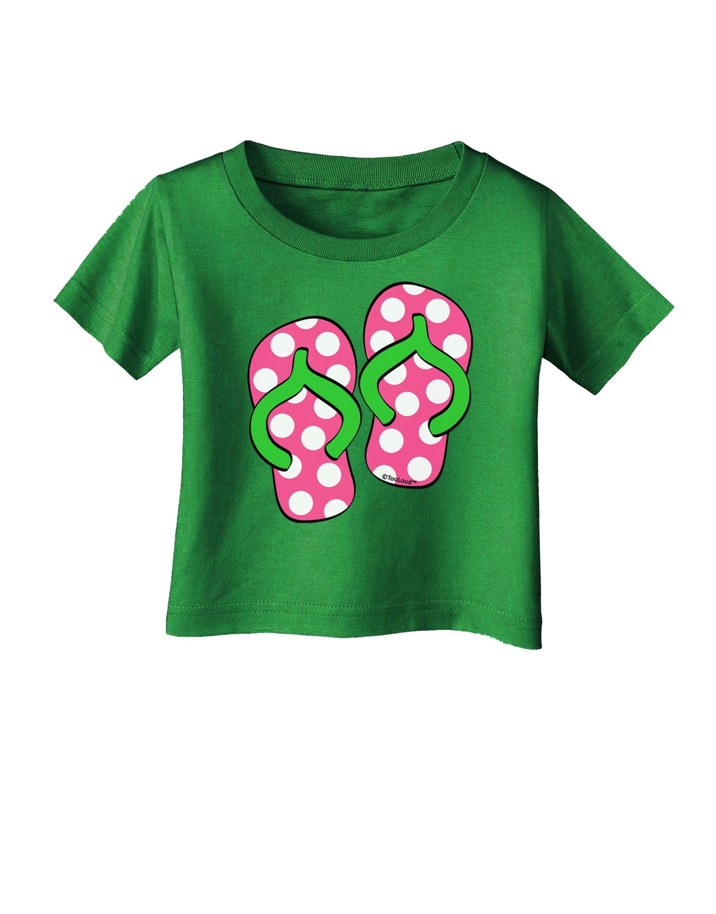 Cute Polka Dot Flip Flops - Pink and Green Infant T-Shirt Dark-Infant T-Shirt-TooLoud-Clover-Green-06-Months-Davson Sales